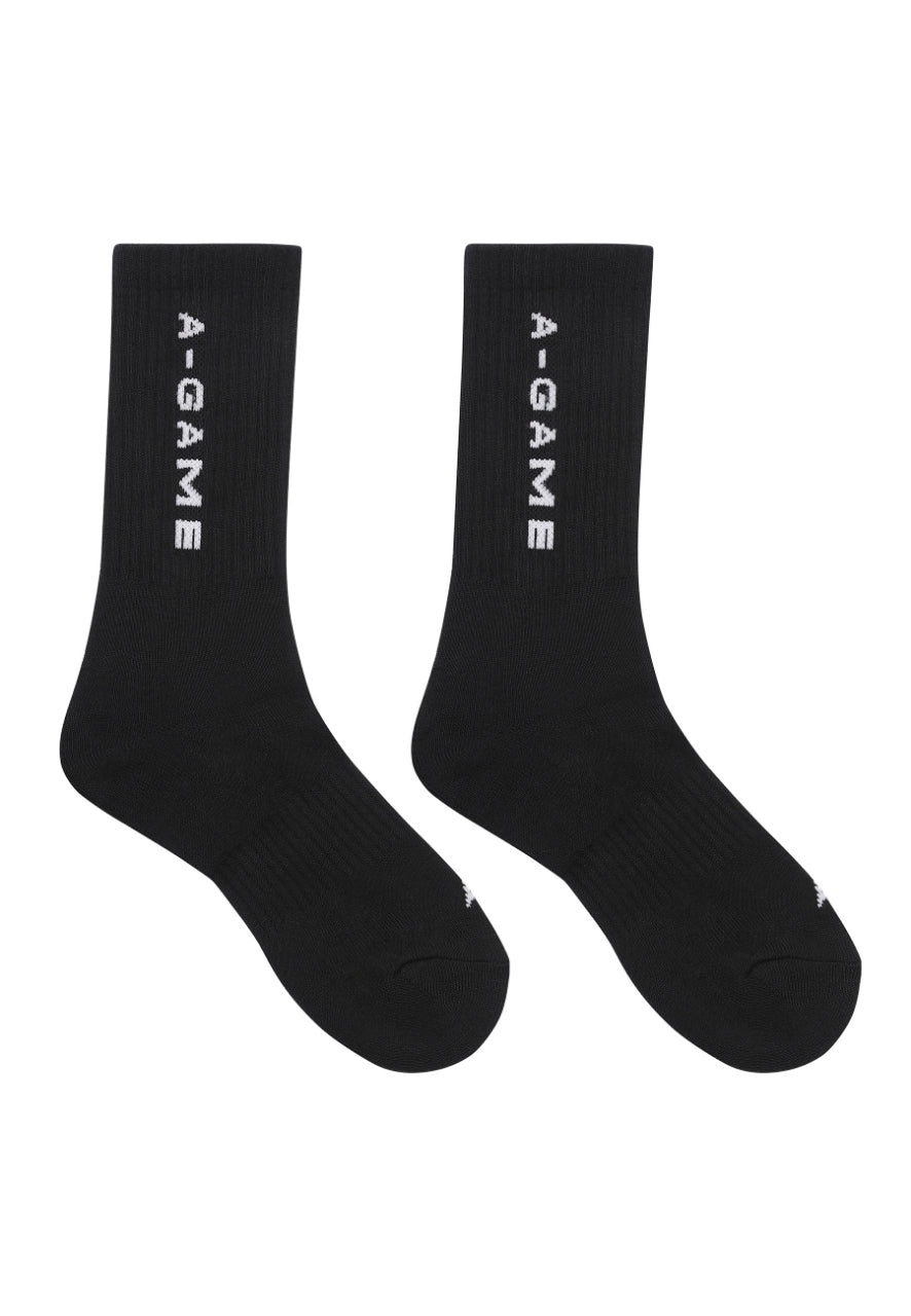 CREW SOCKS TEXT LOGO - BLACK/WHITE