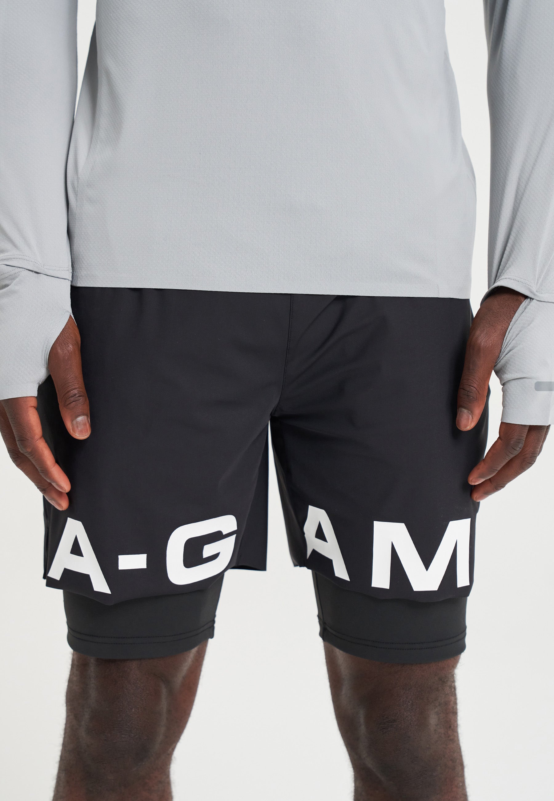 MENS A-GAME 2 IN 1 TRAINING SHORTS - BLACK