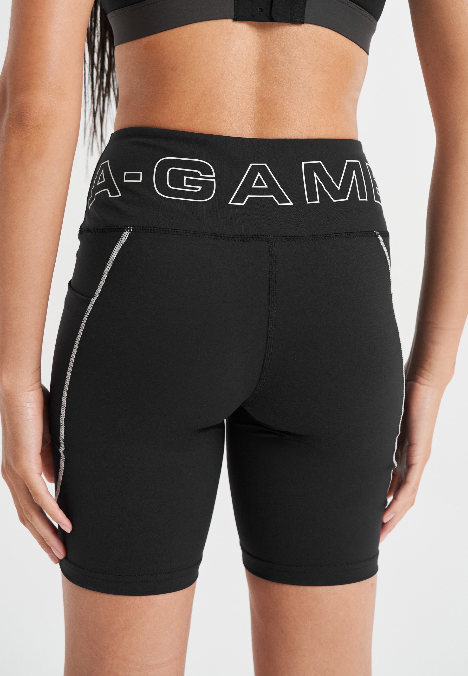 WOMENS A-GAME HIGH RISE BIKER SHORTS - BLACK