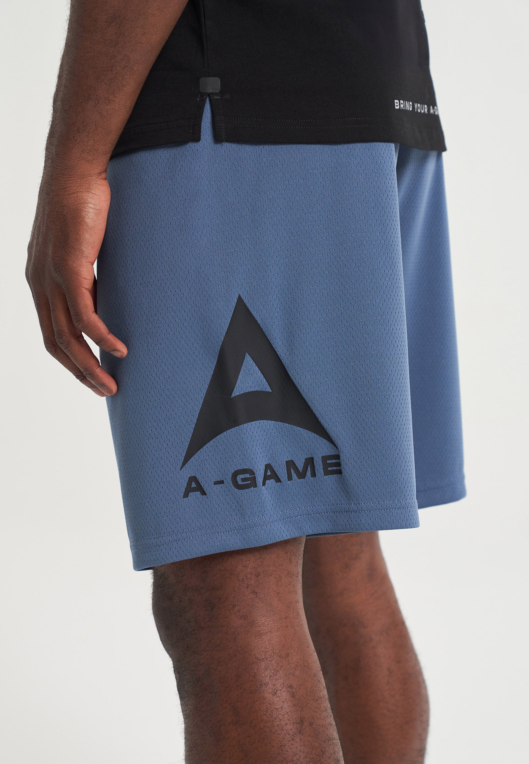 MENS A-GAME LOGO BASKETBALL SHORTS - OCEAN BLUE