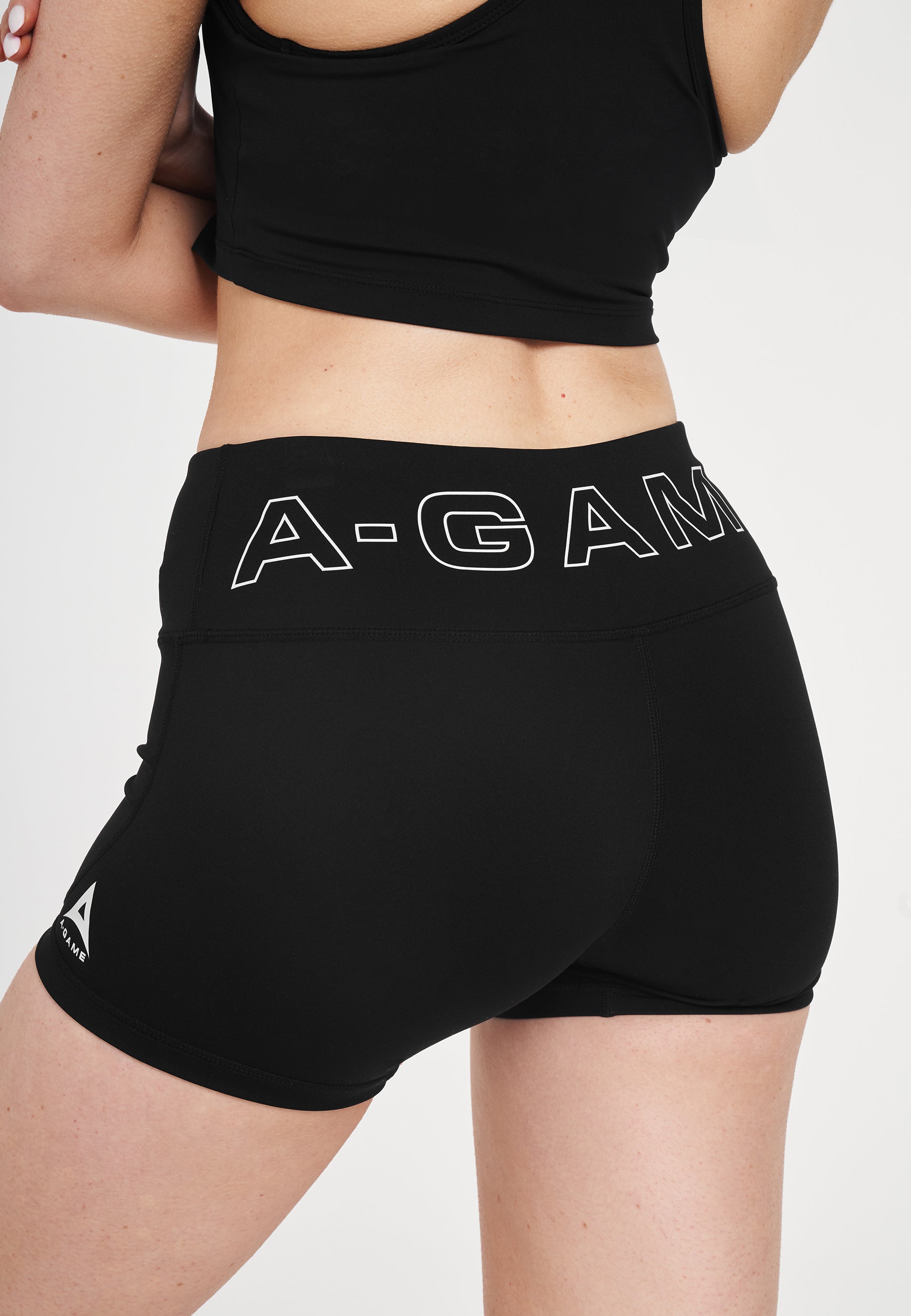 WOMENS A-GAME LOGO MINI TRAINING SHORTS - BLACK
