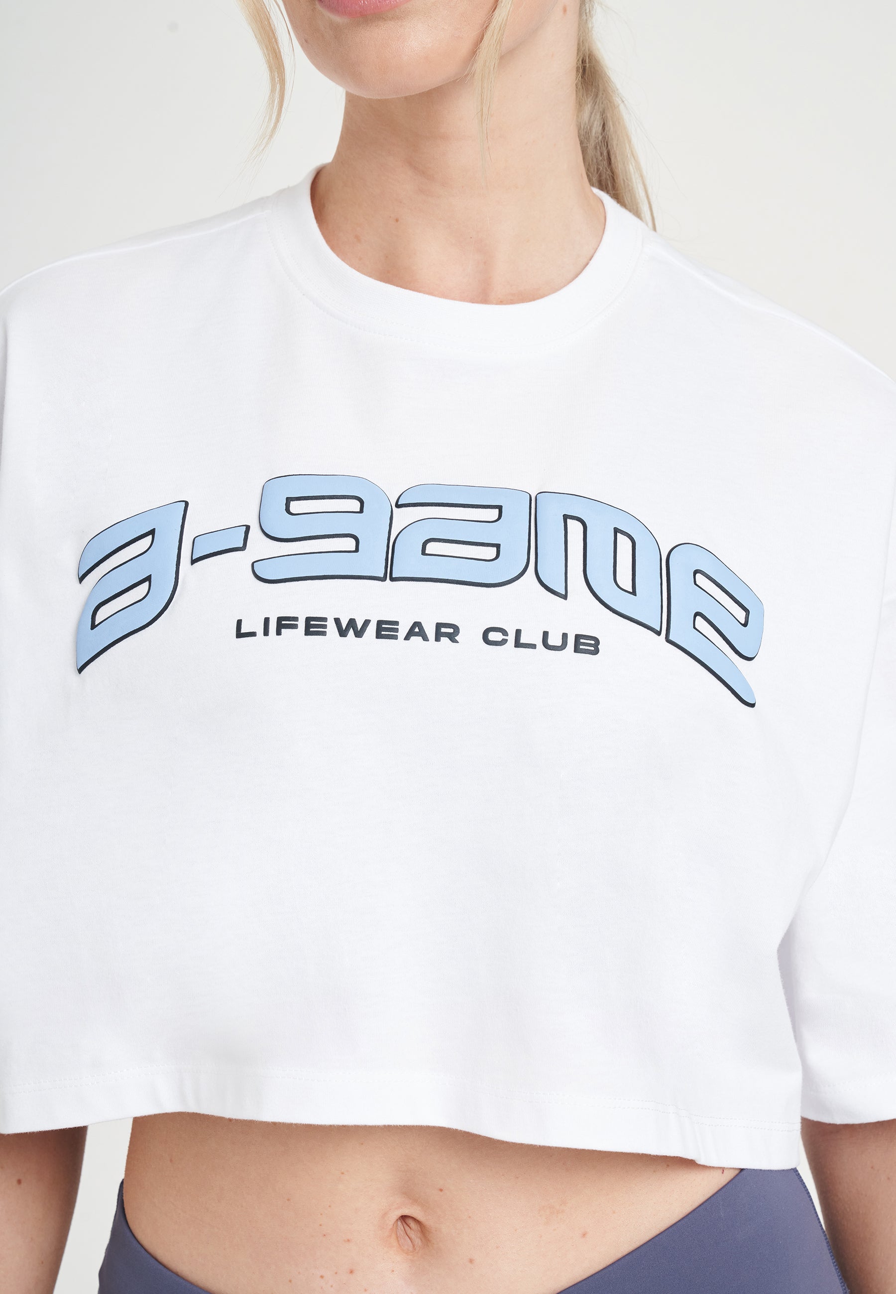 WOMENS A-GAME ROTATE LOGO RELAXED CROPPED T-SHIRT - WHITE