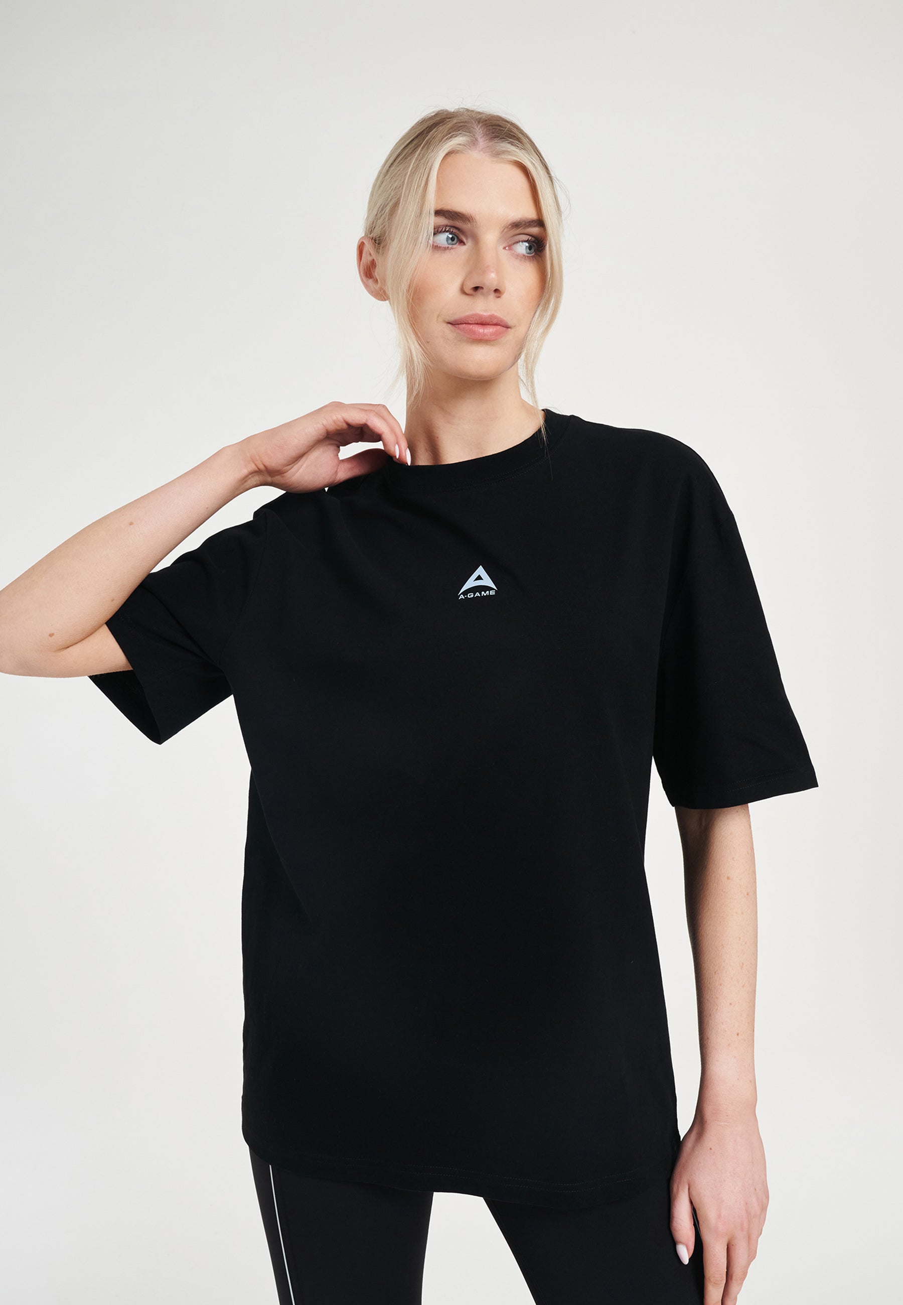 WOMENS A-GAME STAR GRAPHIC RELAXED T-SHIRT - BLACK