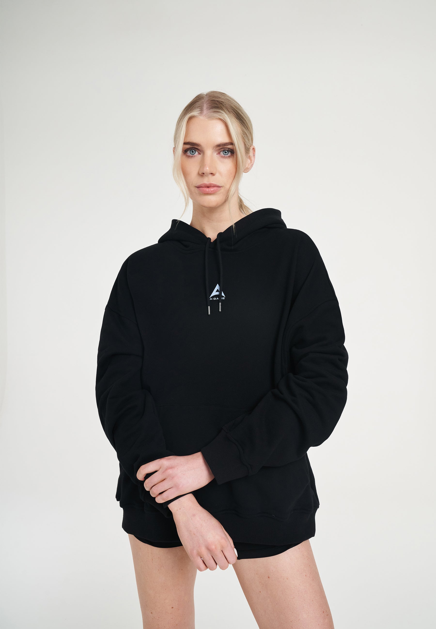 WOMENS BRING YOUR A-GAME GRAPHIC HOODIE - BLACK
