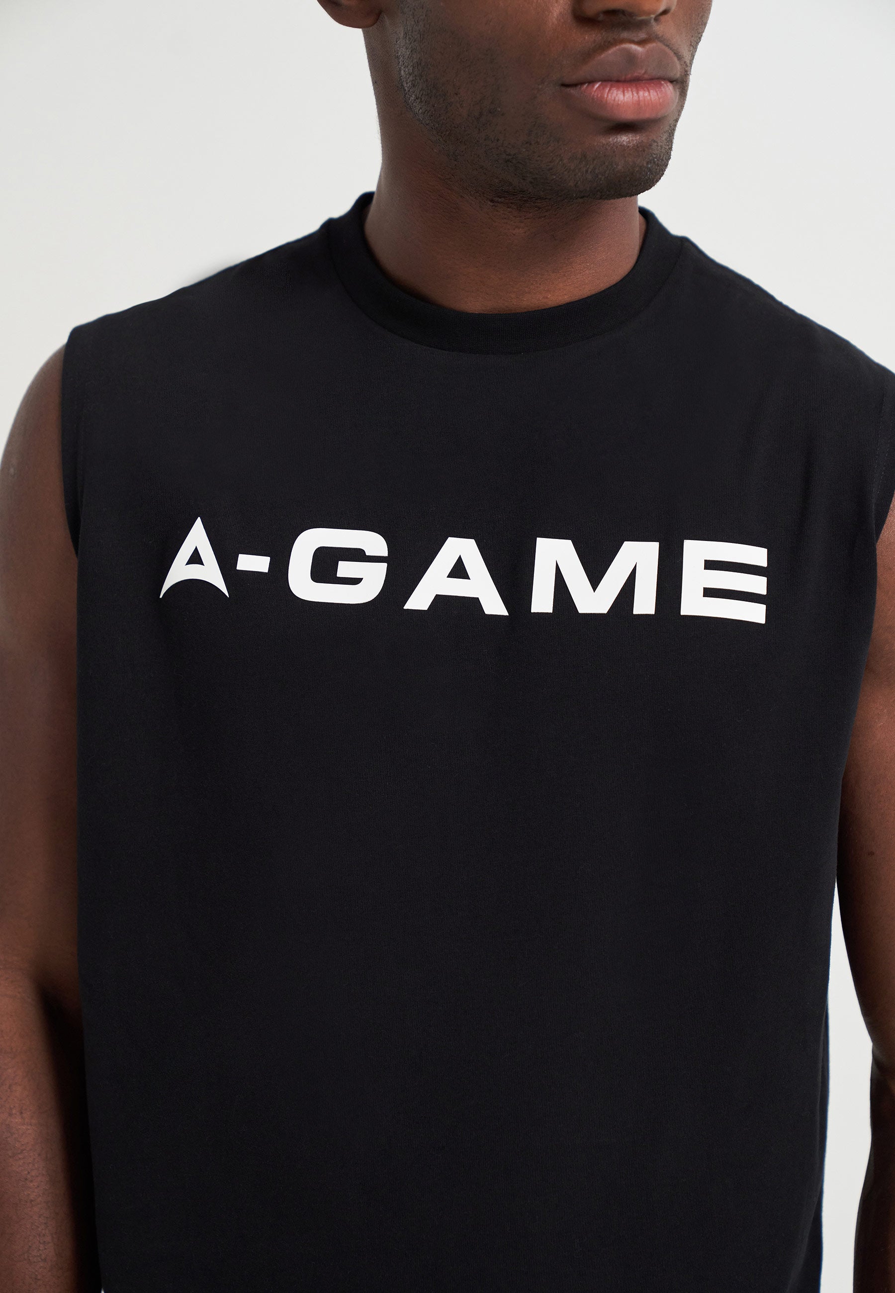 MENS BRING YOUR A-GAME GRAPHIC SLEEVELESS T-SHIRT - BLACK