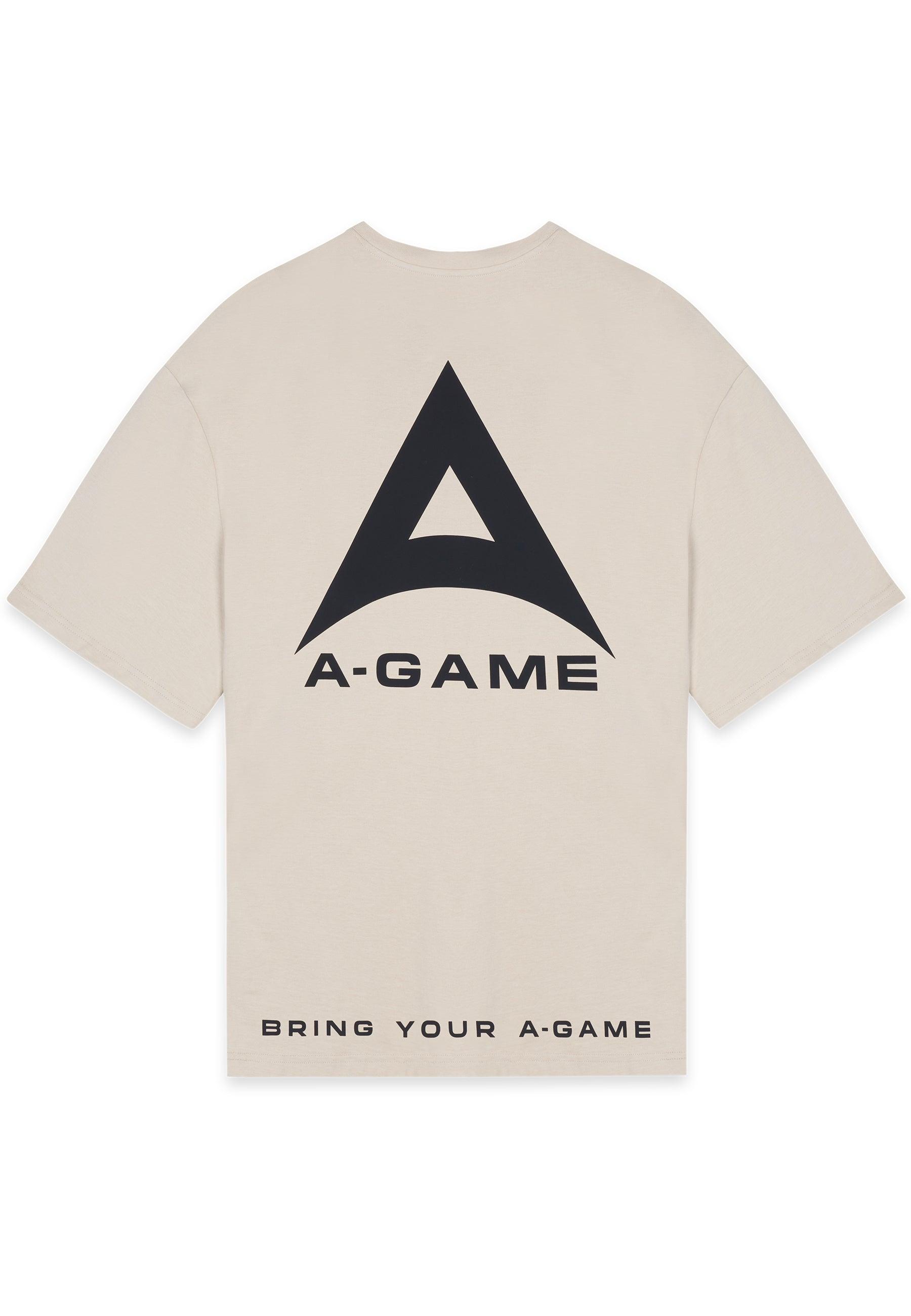 MENS A-GAME LOGO GRAPHIC RELAXED T-SHIRT - BEIGE