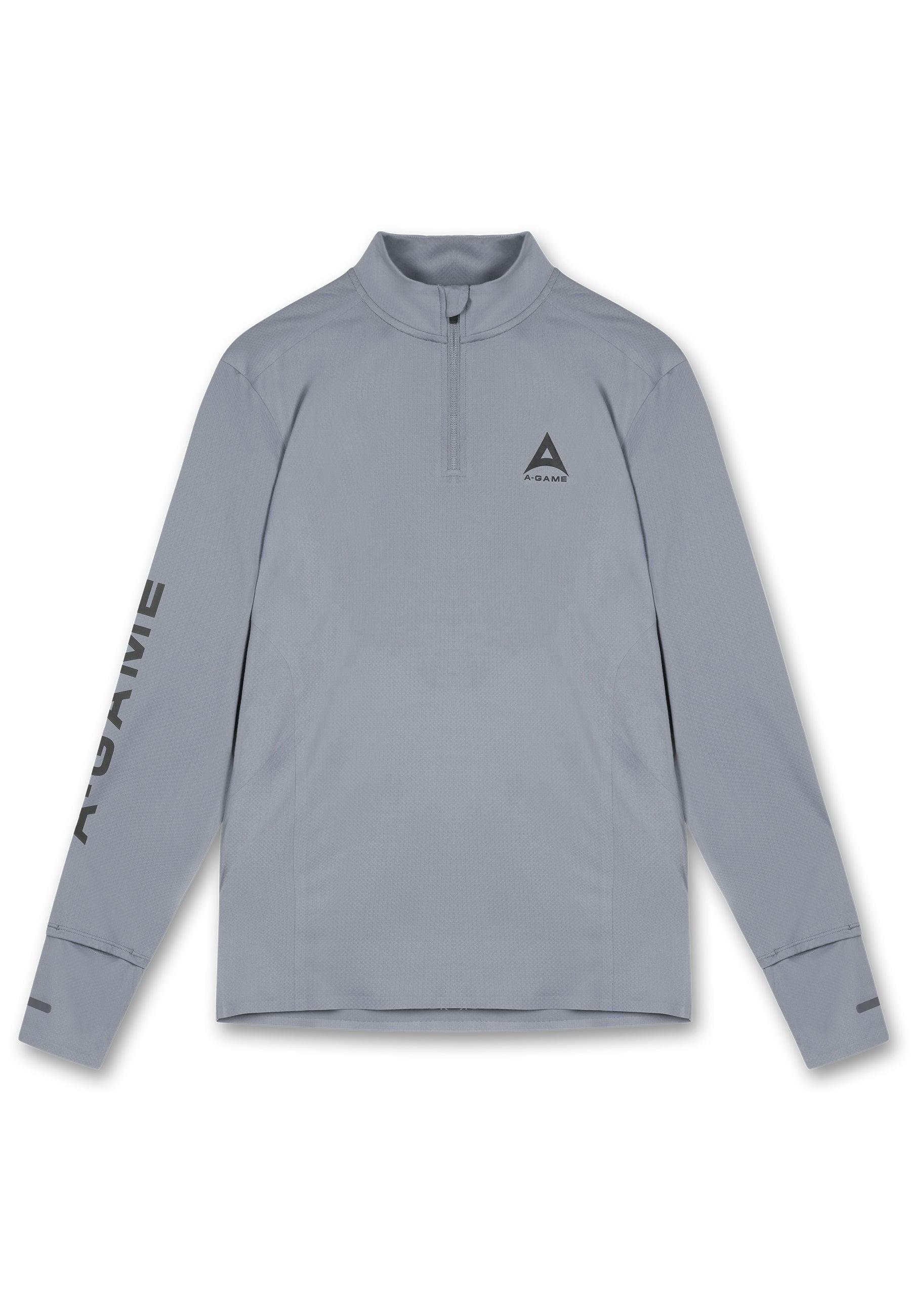 MENS A-GAME PERFORMANCE LONG SLEEVE TRAINING TOP - STEEL GREY