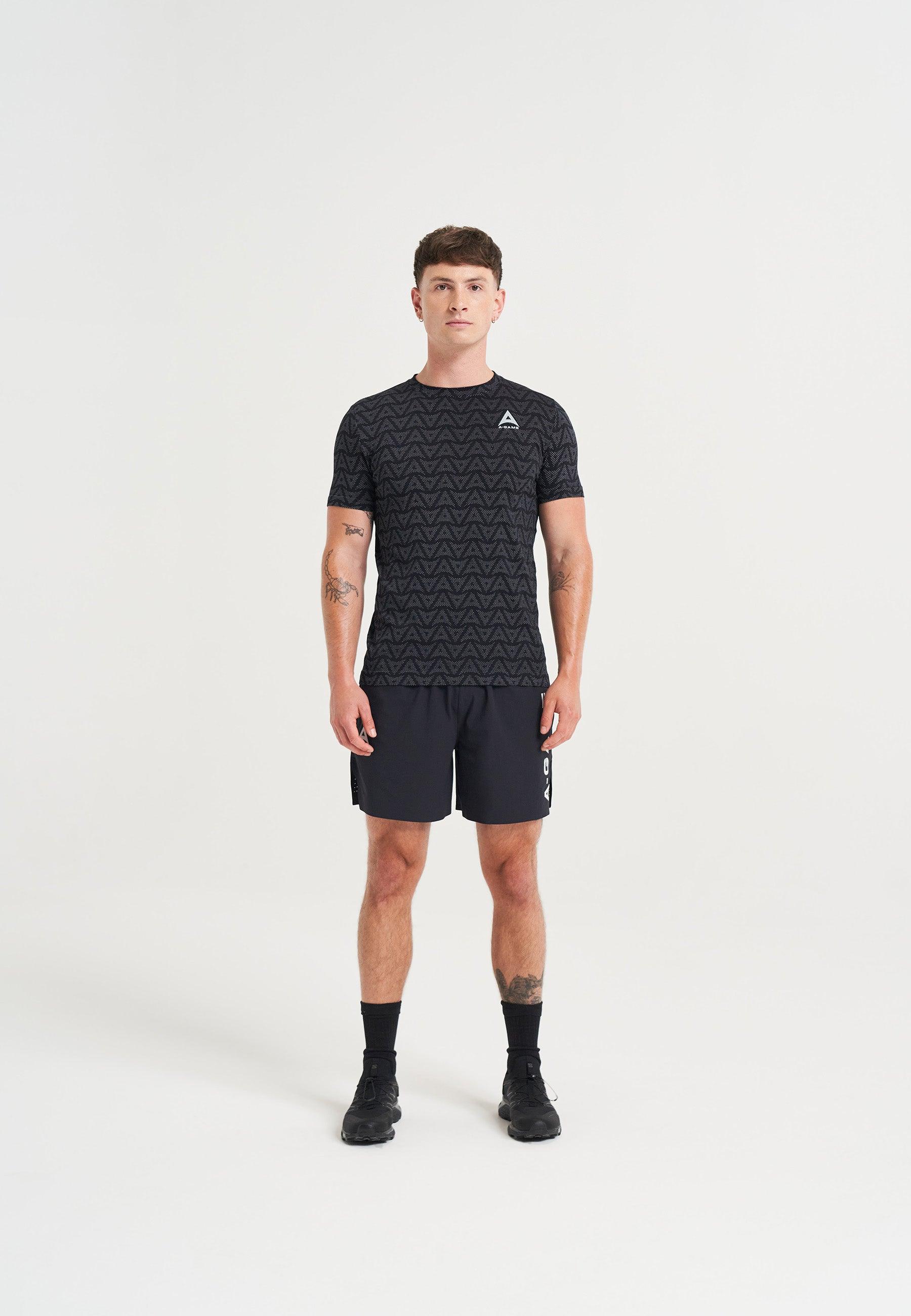 MENS A-GAME SEAMLESS TRAINING LOGO T-SHIRT - BLACK