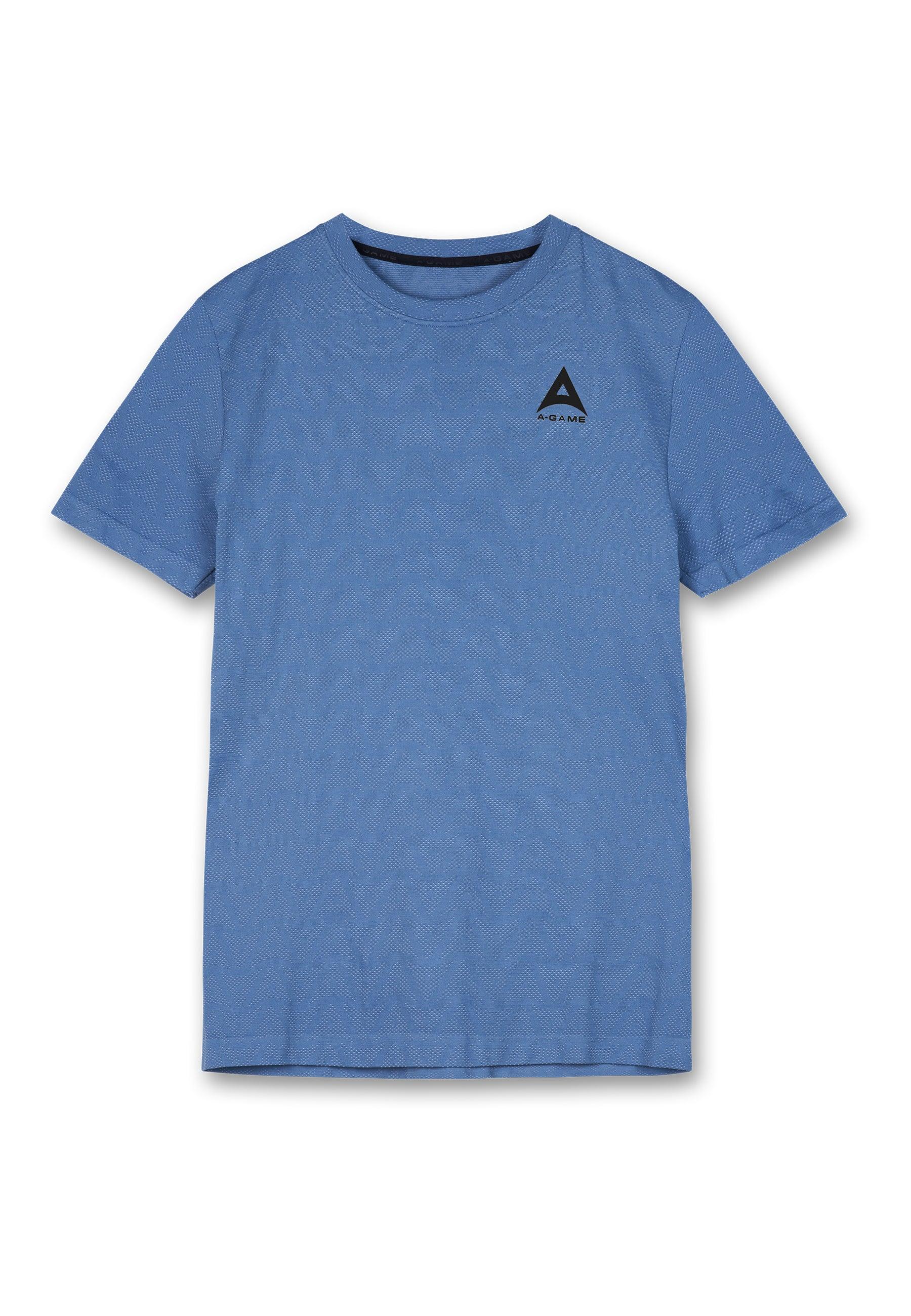 MENS A-GAME SEAMLESS TRAINING LOGO T-SHIRT - OCEAN BLUE
