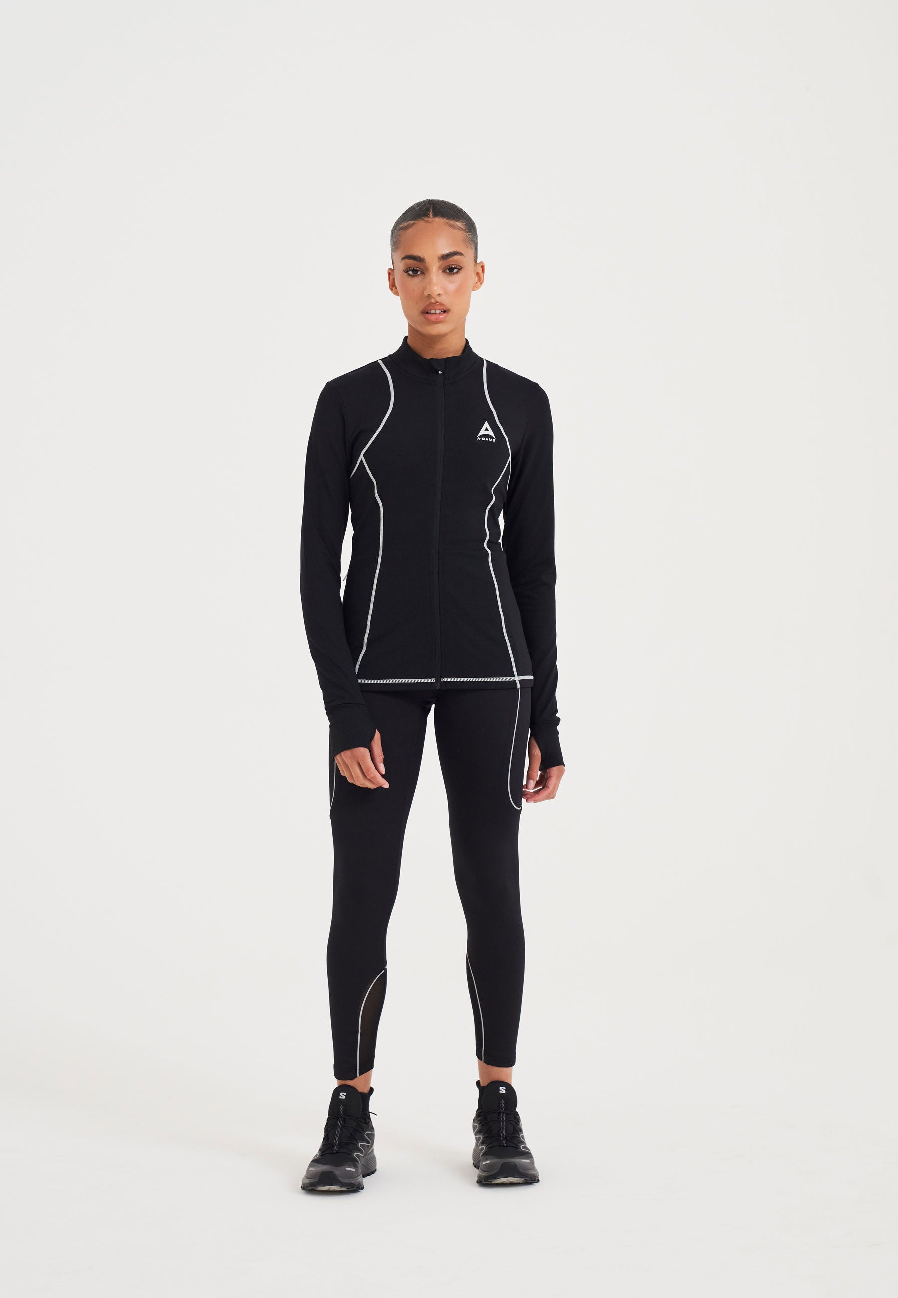 WOMENS A-GAME FITTED THERMAL FLEECE - BLACK