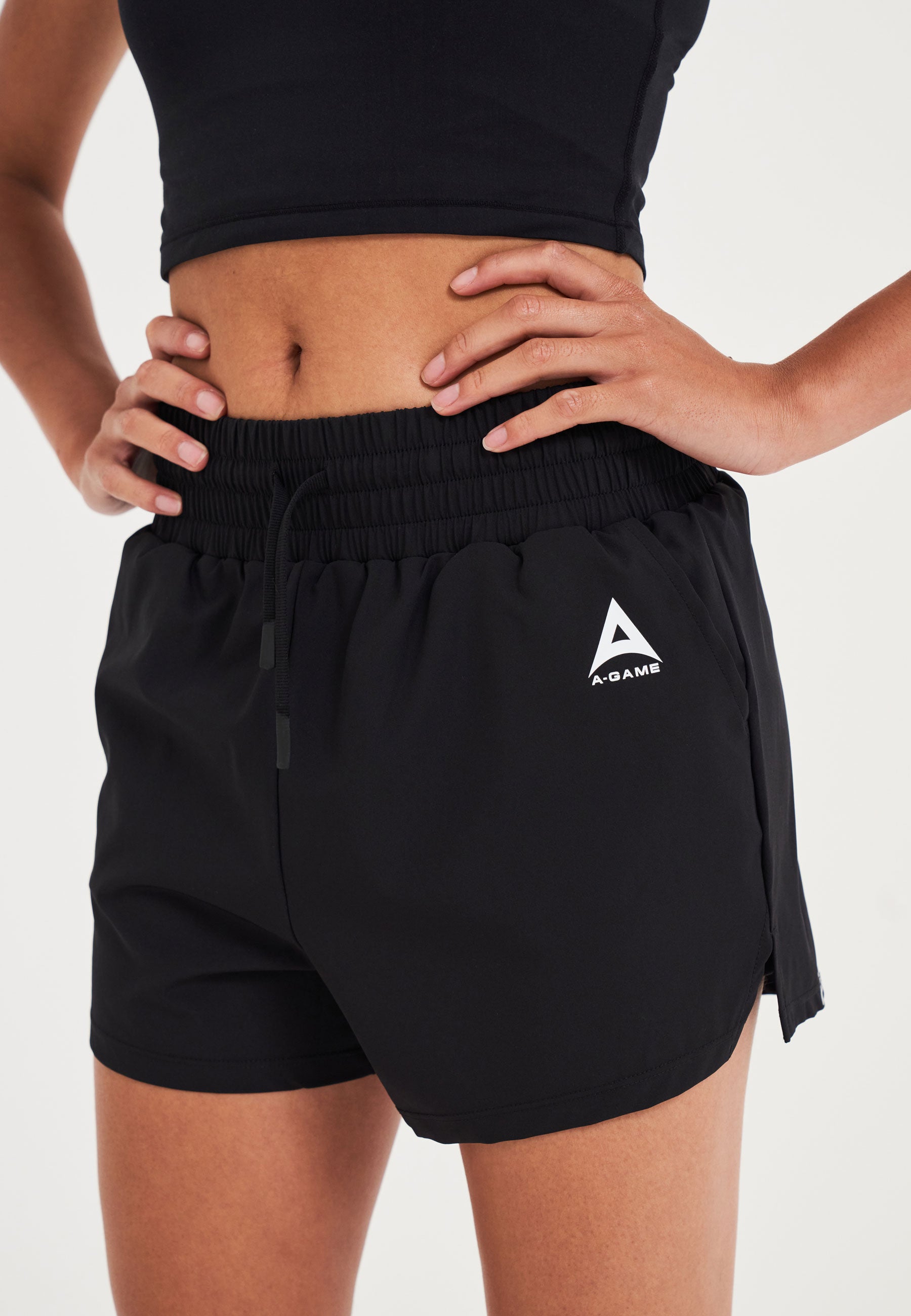 WOMENS A-GAME TRAINING RUNNER SHORTS - BLACK