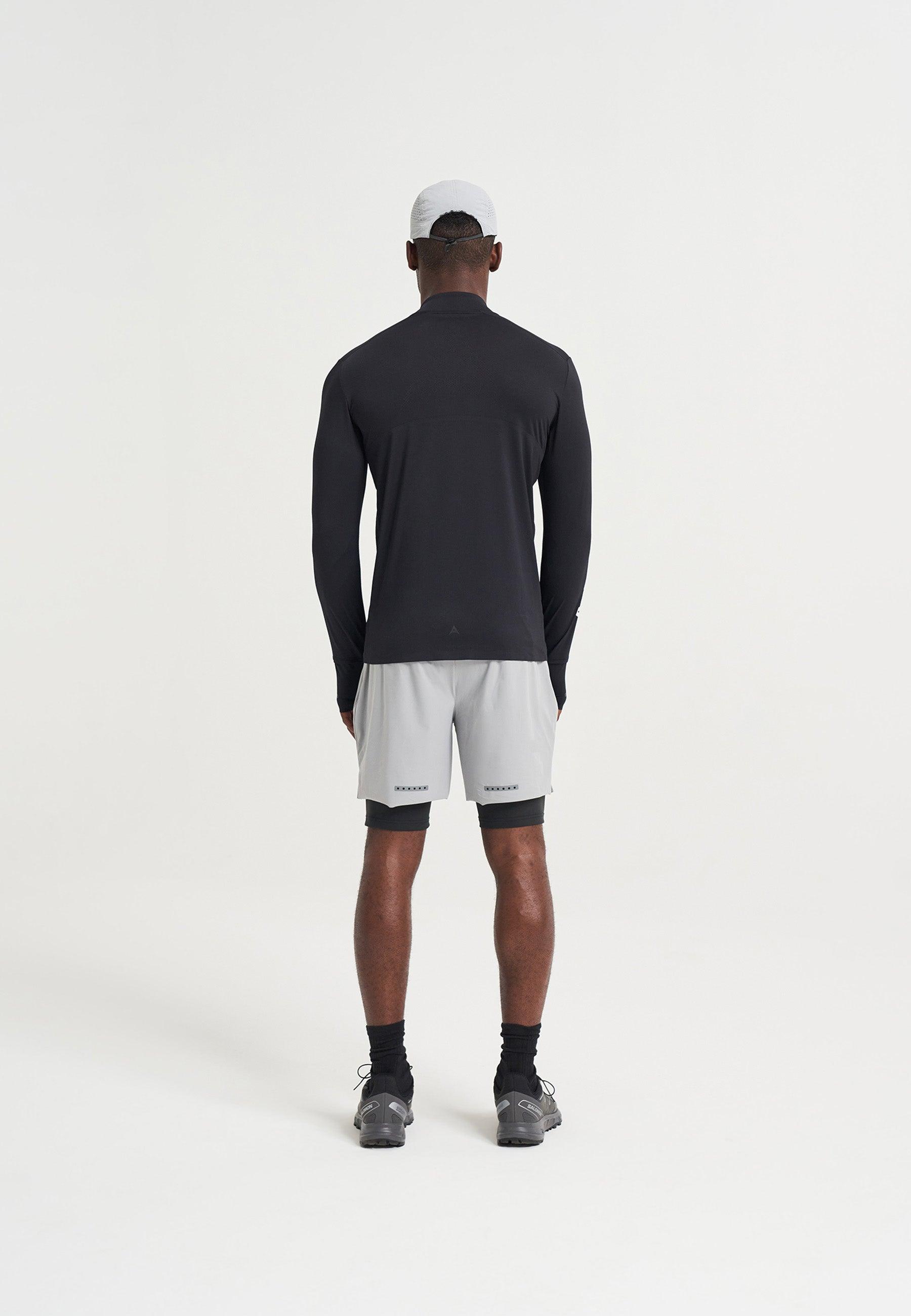 MENS A-GAME 2 IN 1 TRAINING SHORTS - STEEL GREY