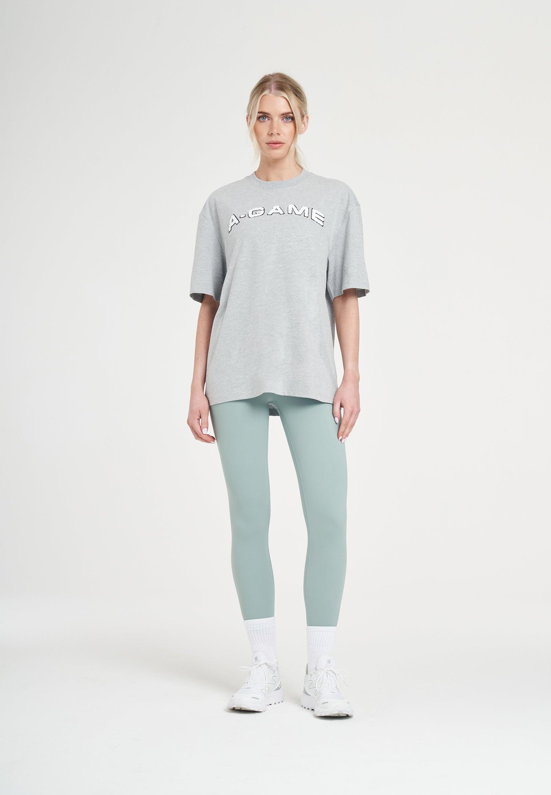 WOMENS A-GAME CHENILLE LOGO RELAXED T-SHIRT - GREY MARL