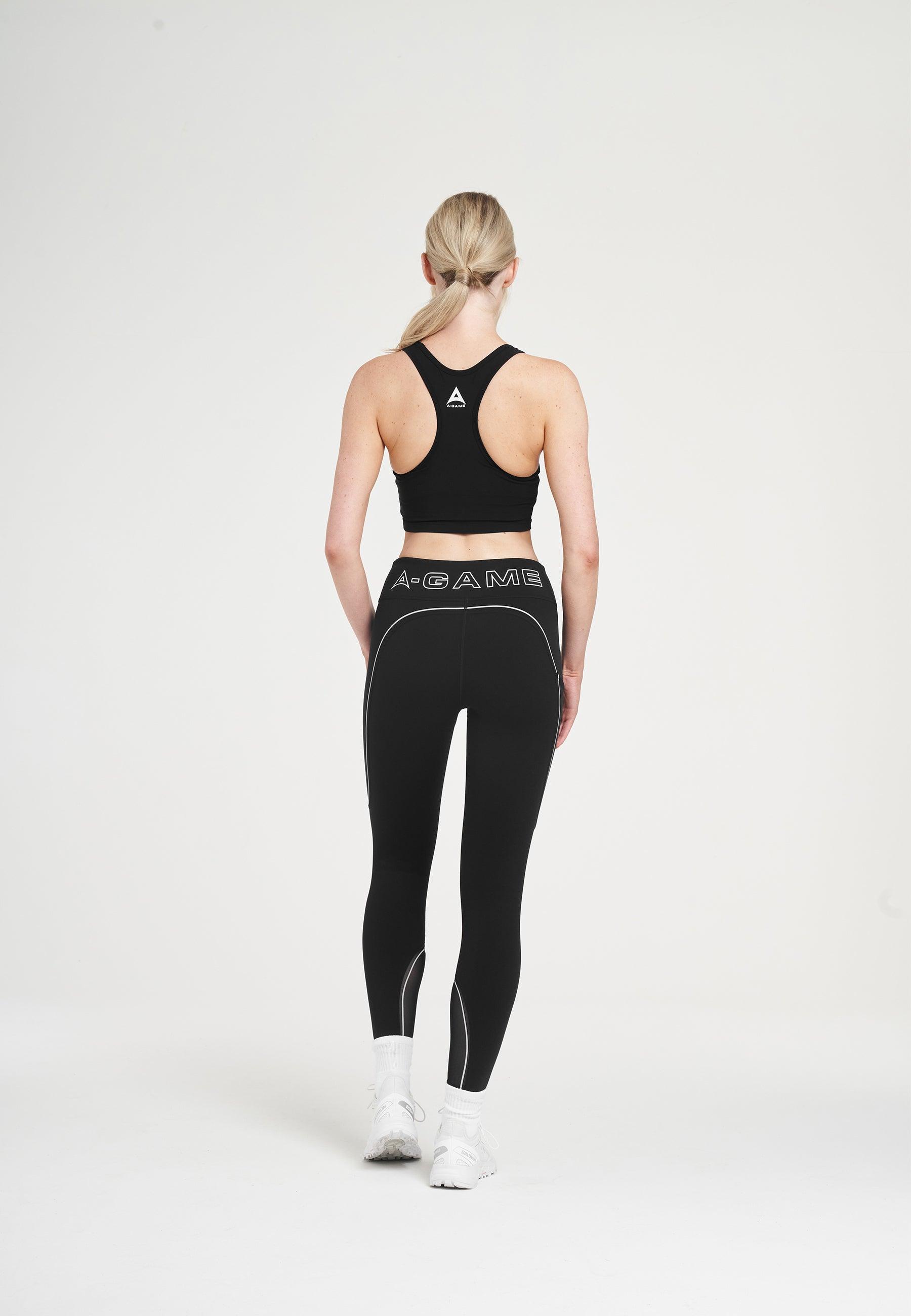WOMENS A-GAME REFLECTIVE RUNNING LEGGINGS - BLACK