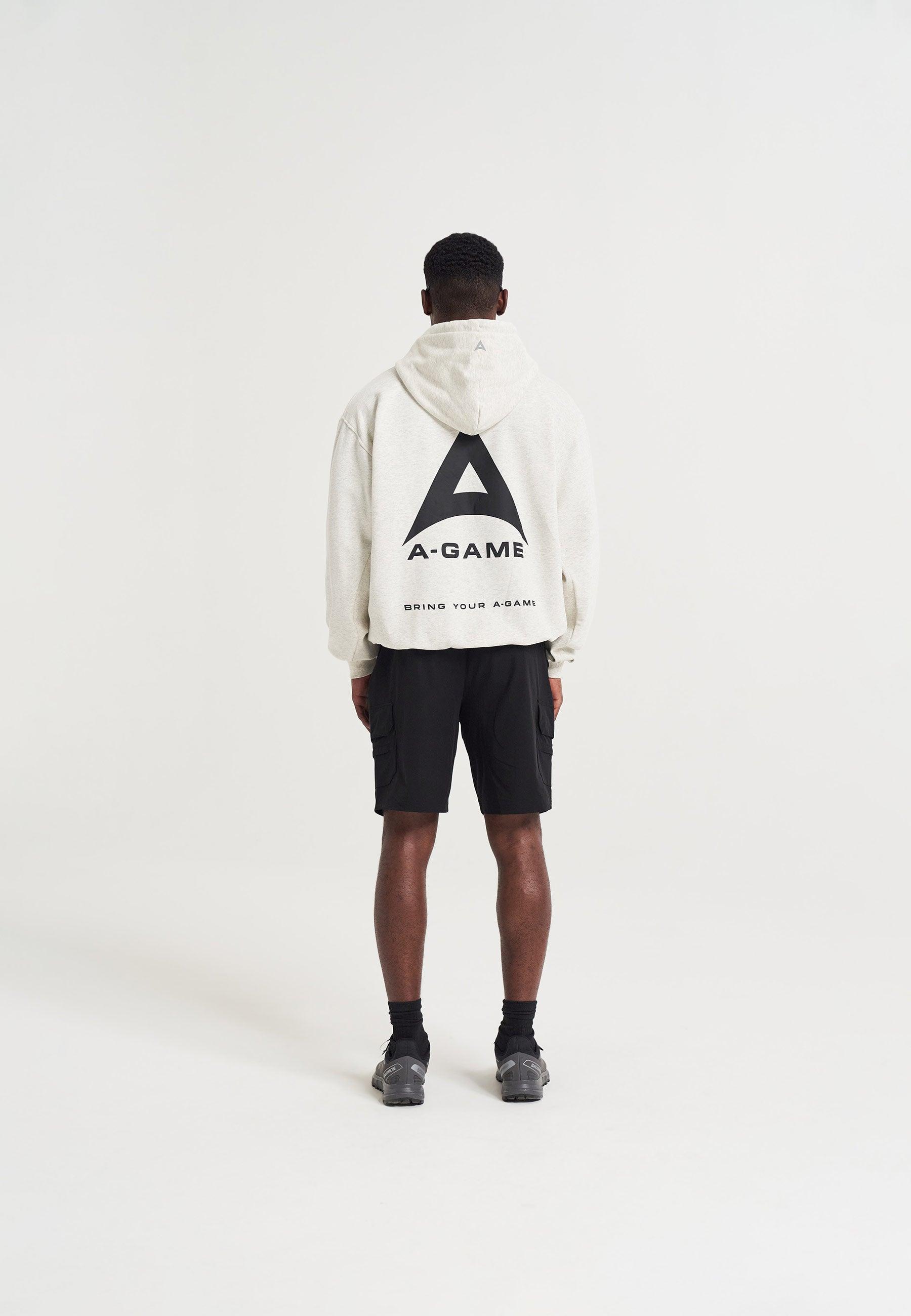 MENS A-GAME LOGO GRAPHIC RELAXED HOODIE - SNOW MARL