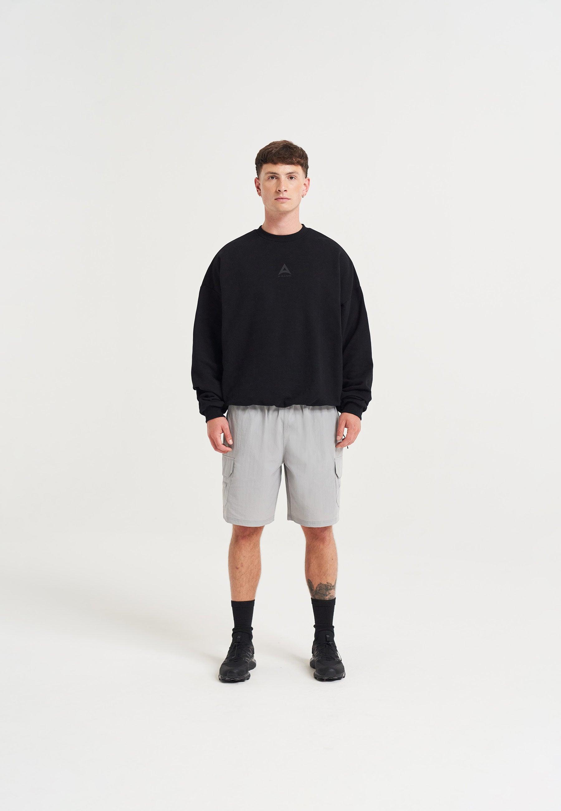 MENS A-GAME LOGO GRAPHIC RELAXED SWEATSHIRT - BLACK