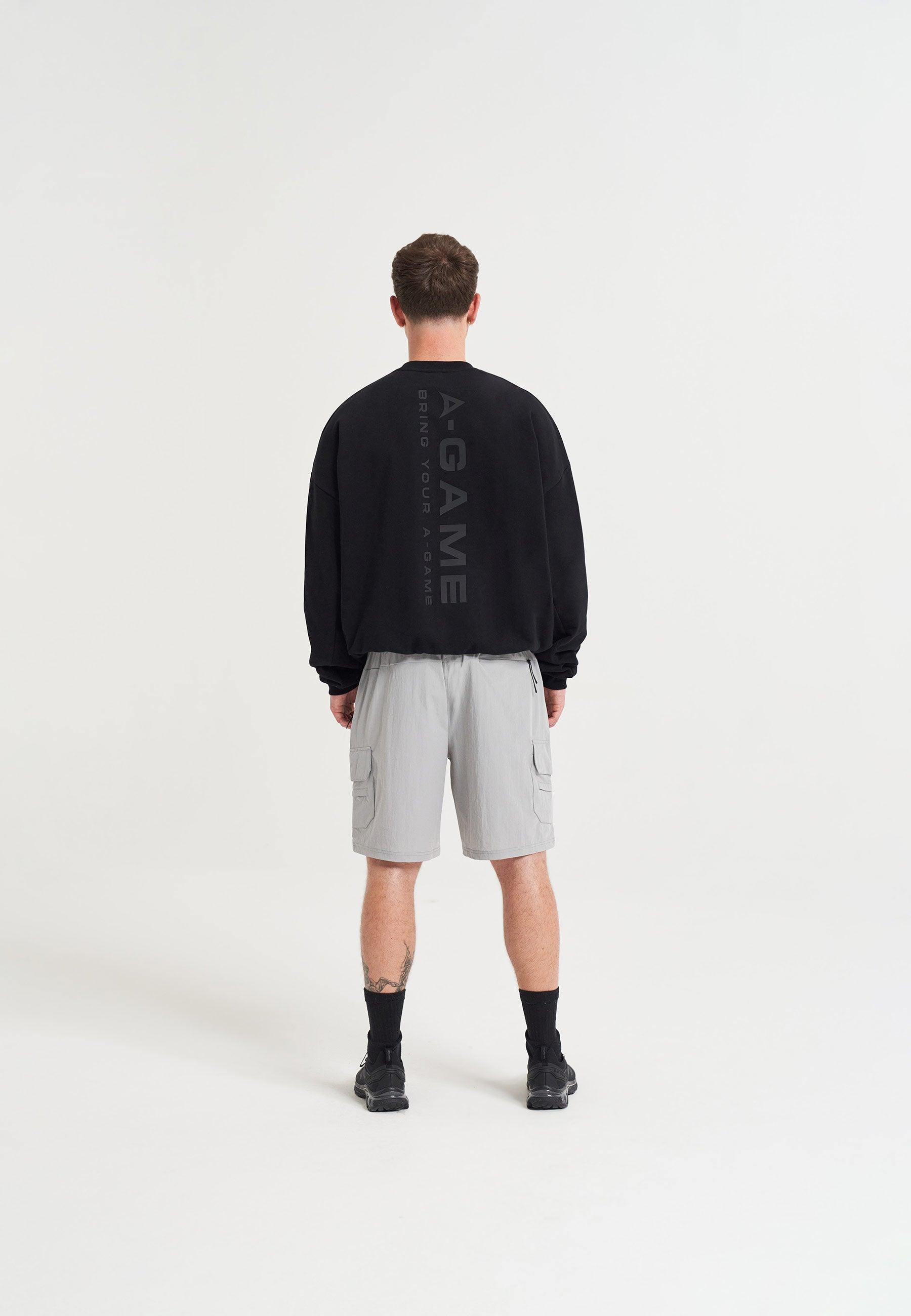 MENS A-GAME LOGO GRAPHIC RELAXED SWEATSHIRT - BLACK