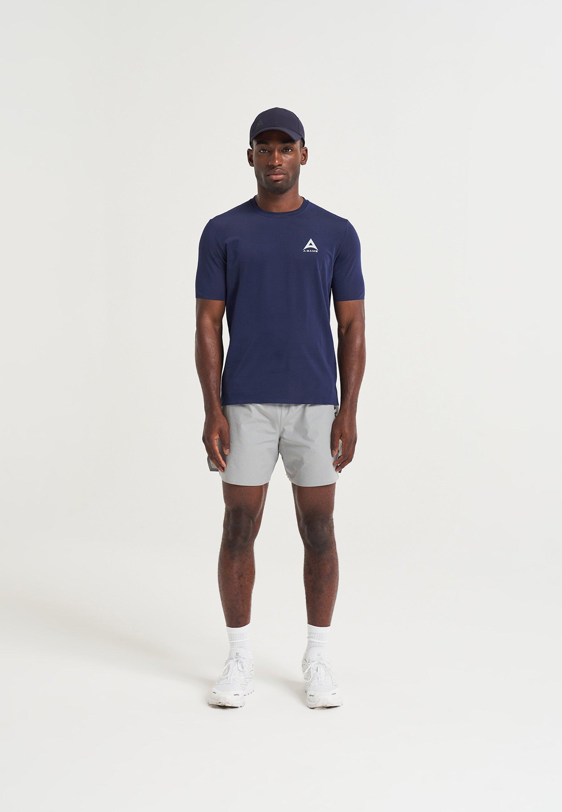 MENS A-GAME PANELLED TRAINING T-SHIRT - NAVY