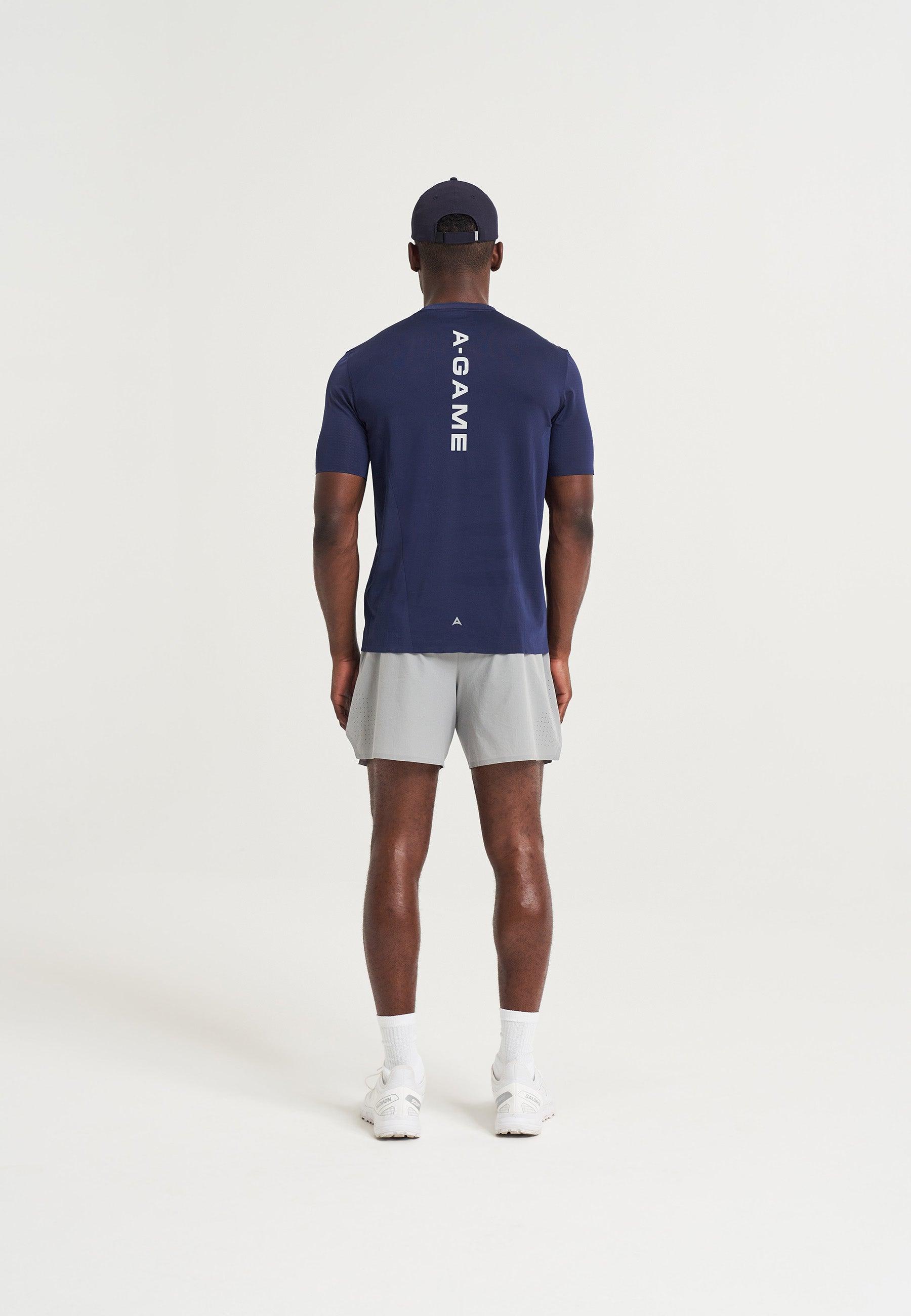 MENS A-GAME PANELLED TRAINING T-SHIRT - NAVY