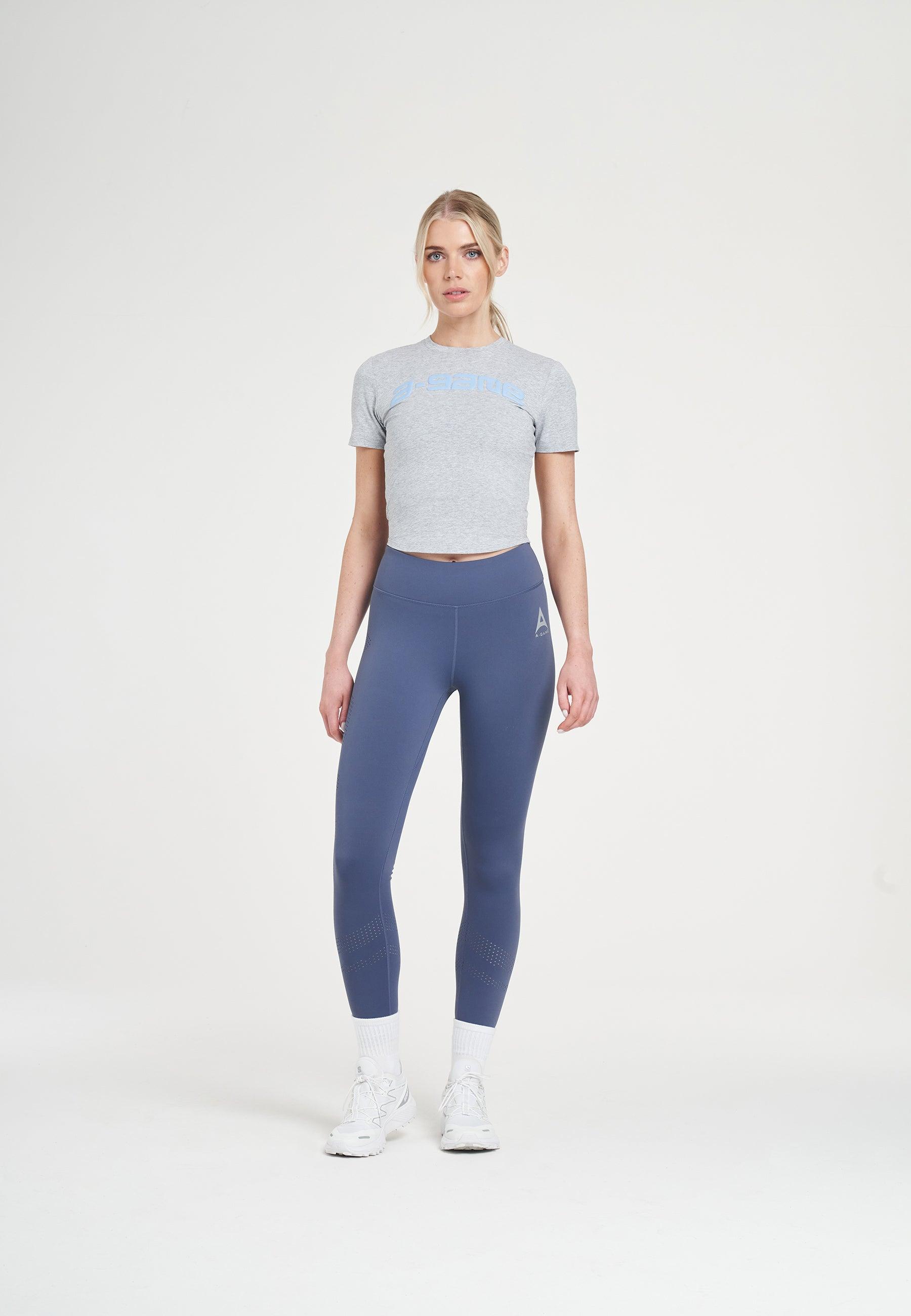 WOMENS A-GAME ROTATE LOGO FITTED T-SHIRT - GREY MARL