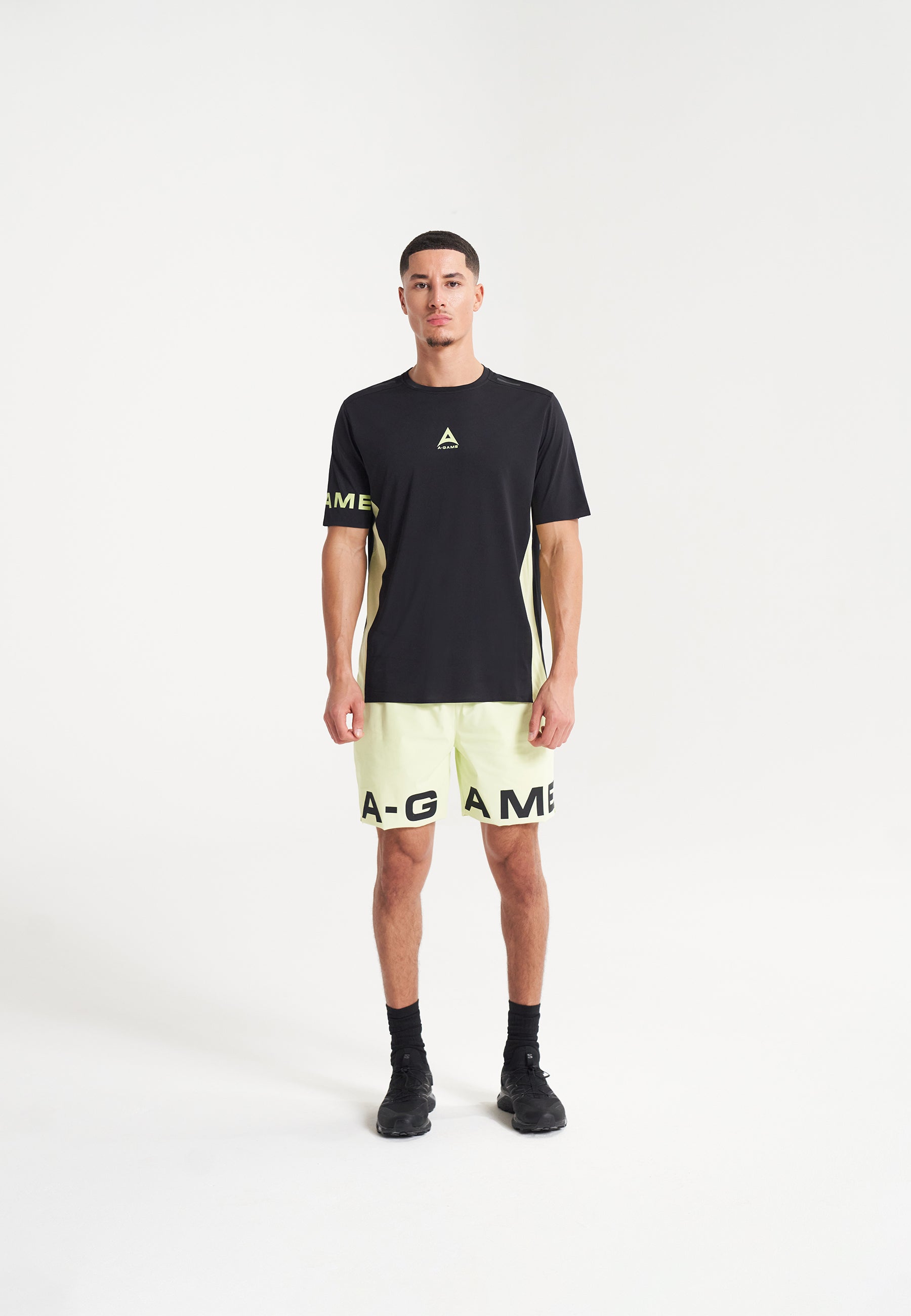 MENS A-GAME PERFORMANCE TRAINING T-SHIRT - BLACK/LIME