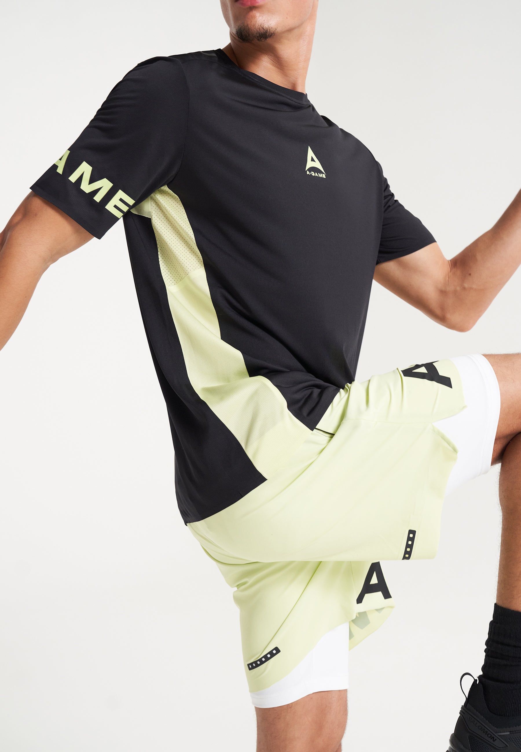 MENS A-GAME PERFORMANCE TRAINING T-SHIRT - BLACK/LIME