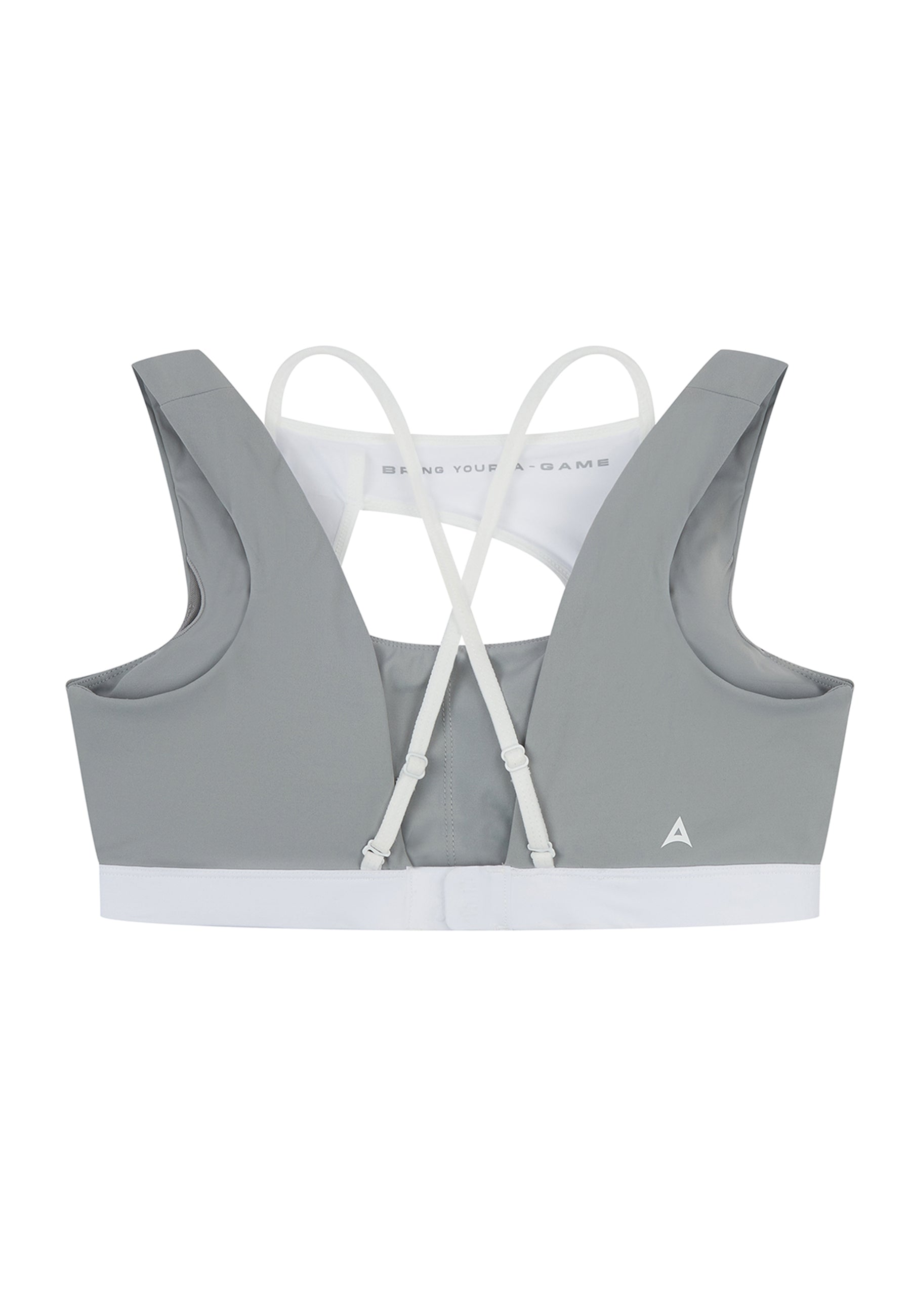 WOMENS A-GAME LAYERED SPORTS BRAS - WHITE/GREY