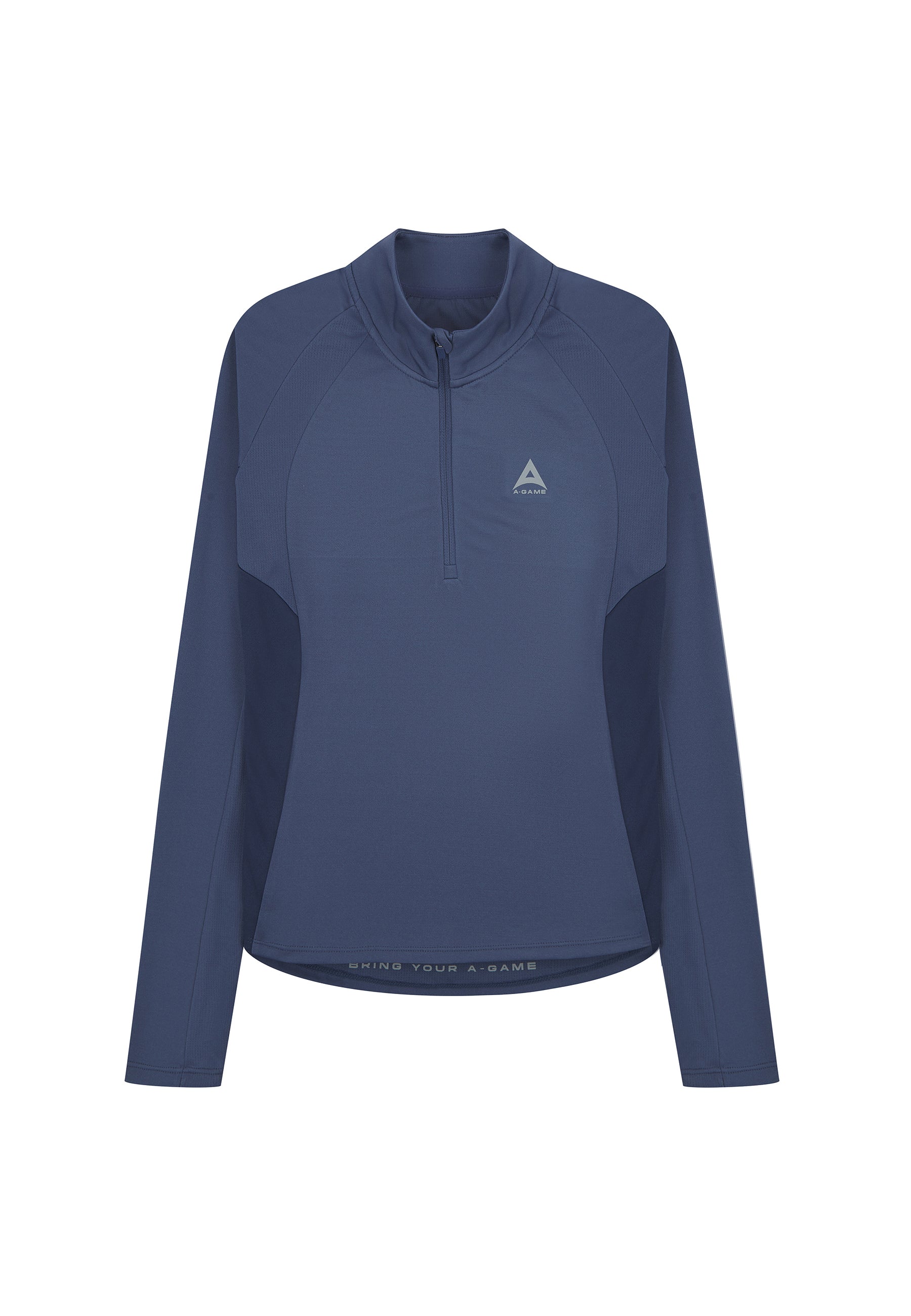 WOMENS A-GAME QUARTER ZIP FITTED TRAINING TOP - BLUE