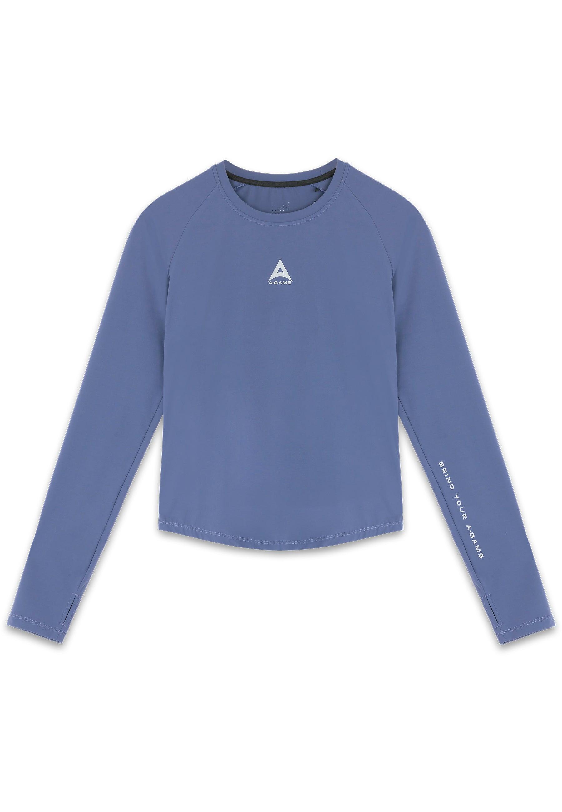 WOMENS A-GAME FITTED LONG SLEEVE TRAINING TOP - BLUE