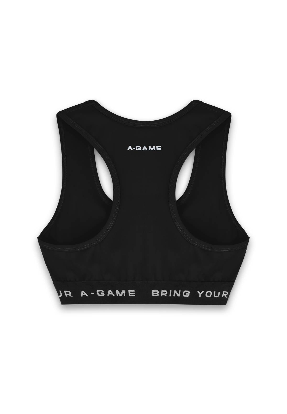 WOMENS A-GAME LOGO TRAINING BRA - BLACK