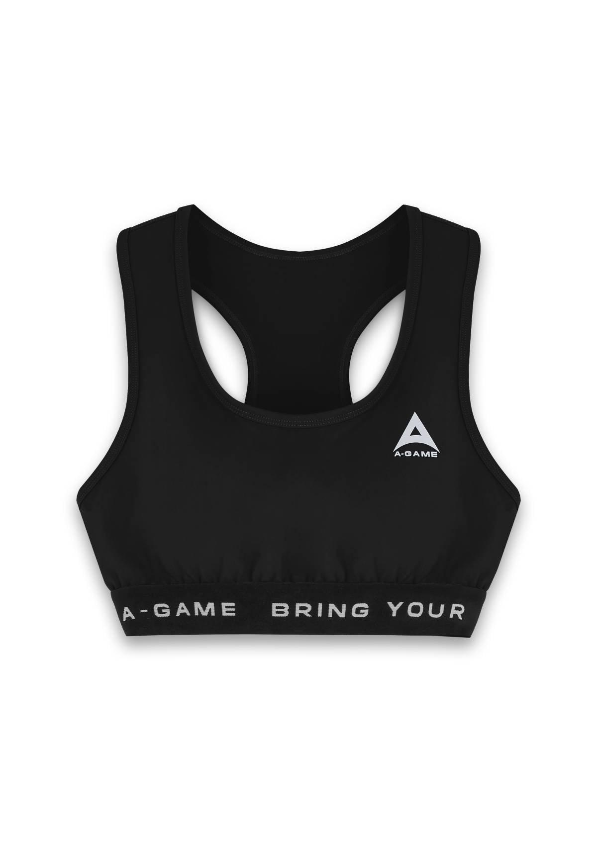 WOMENS A-GAME LOGO TRAINING BRA - BLACK
