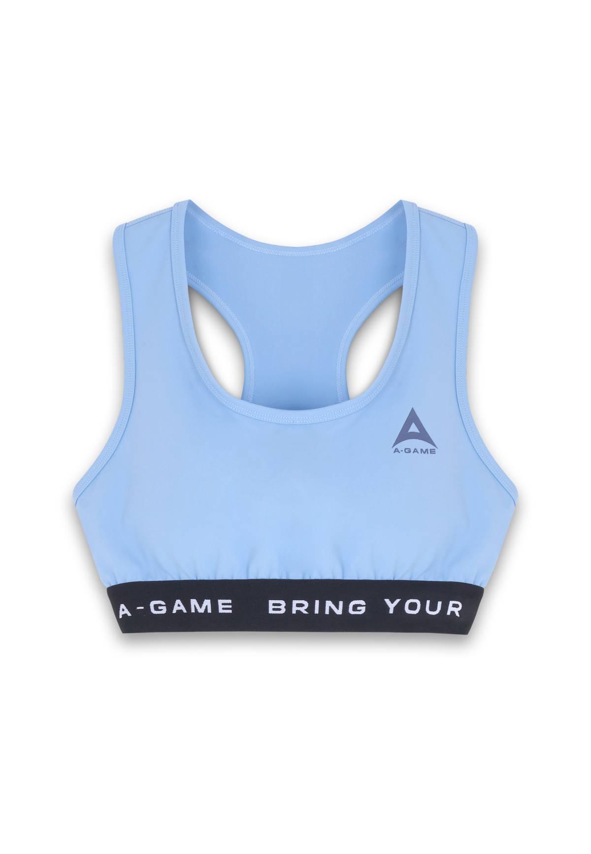WOMENS A-GAME LOGO TRAINING BRA - BLUE