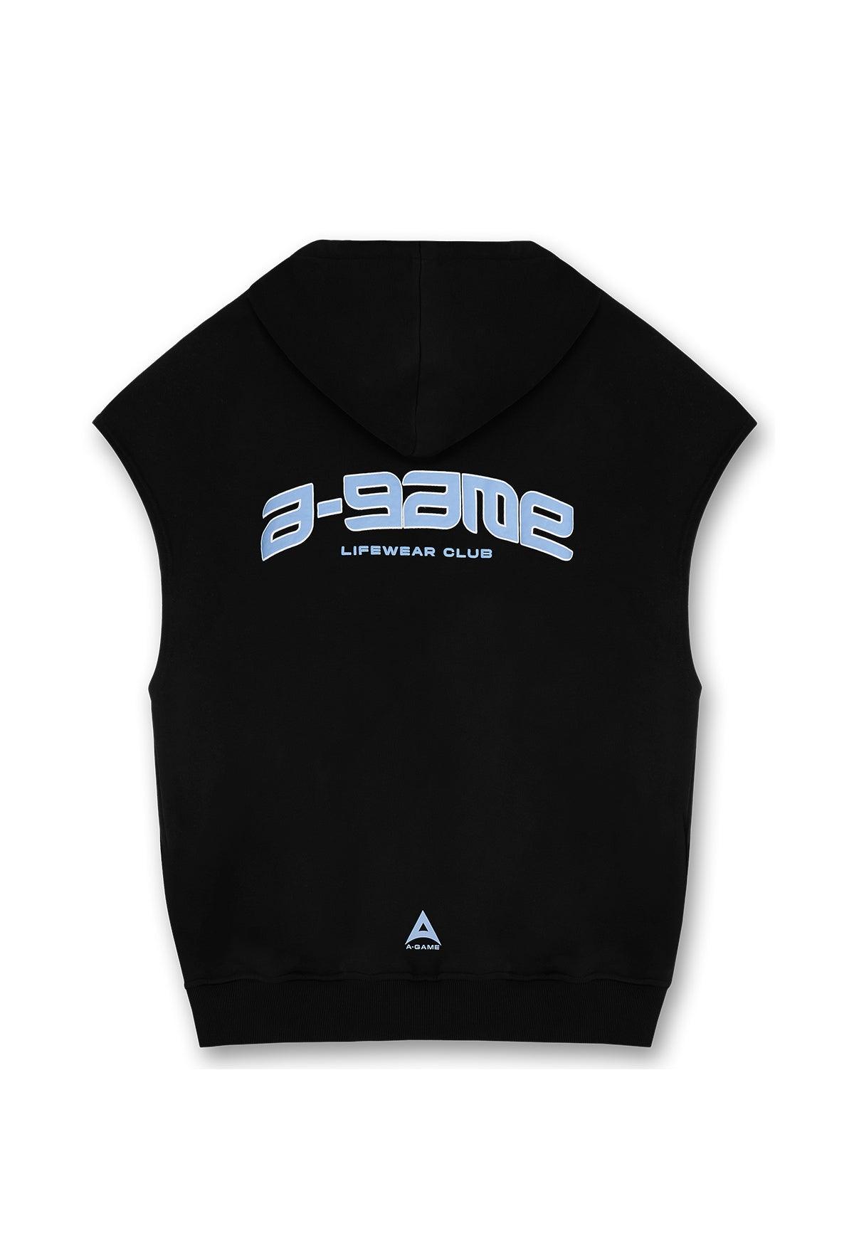 WOMENS A-GAME ROTATE LOGO CROPPED SLEEVELESS HOODIE - BLACK