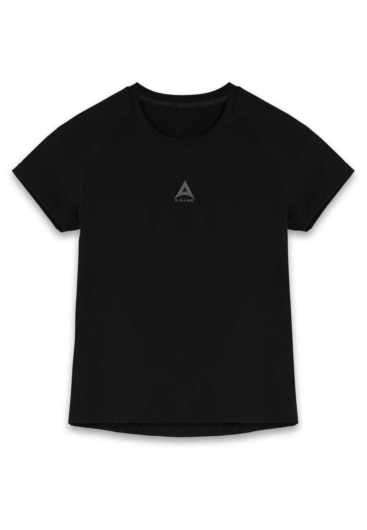 WOMENS A-GAME SHORT SLEEVE TRAINING T-SHIRT - BLACK