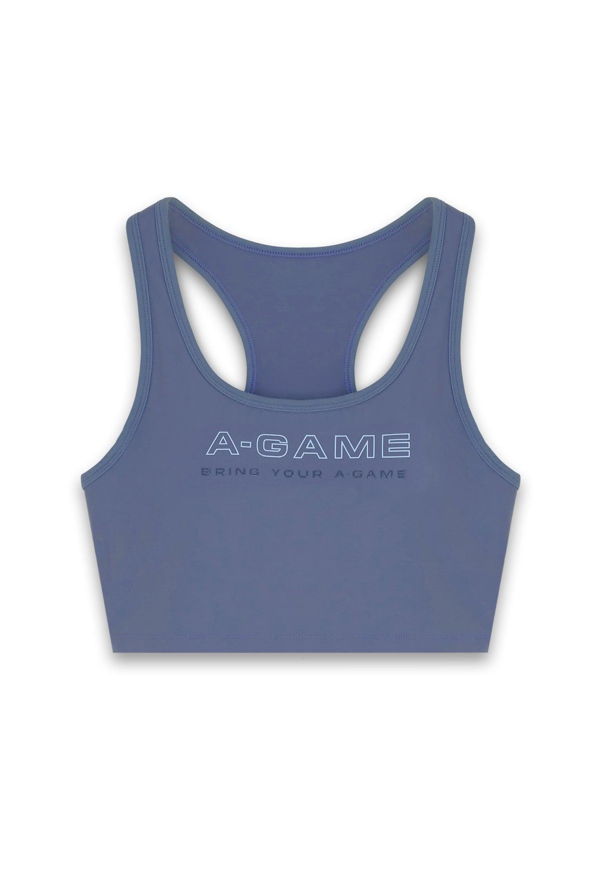 WOMENS A-GAME SQUARE NECK SPORTS BRA - BLUE