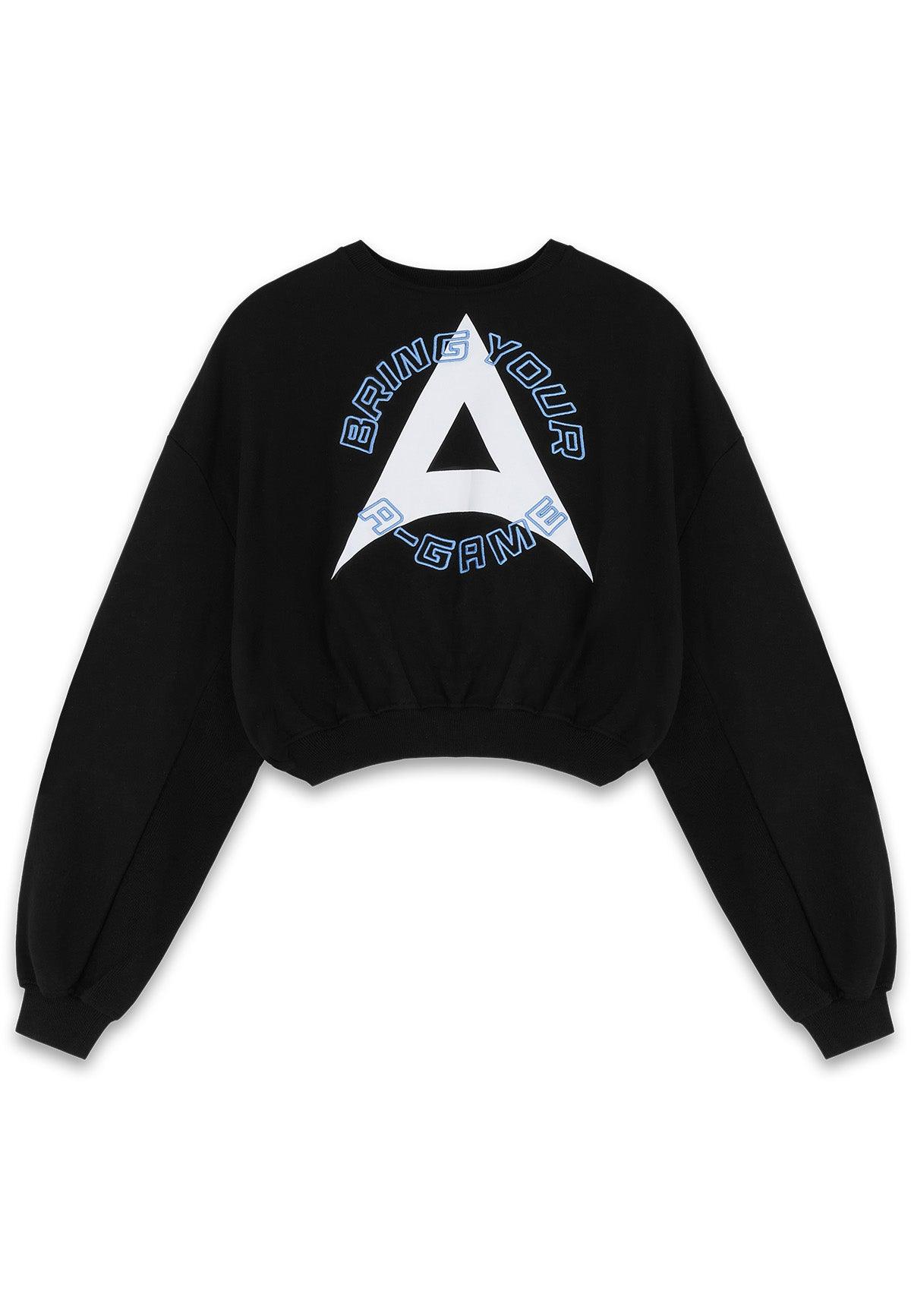 WOMENS BRING YOUR A-GAME CROPPED SWEATSHIRT - BLACK