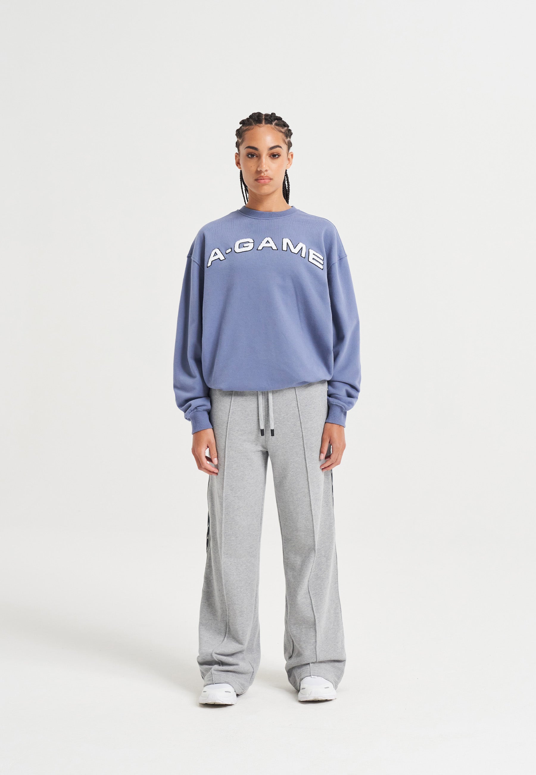 WOMENS A-GAME CHENILLE LOGO SWEATSHIRT - ELEMENTAL BLUE