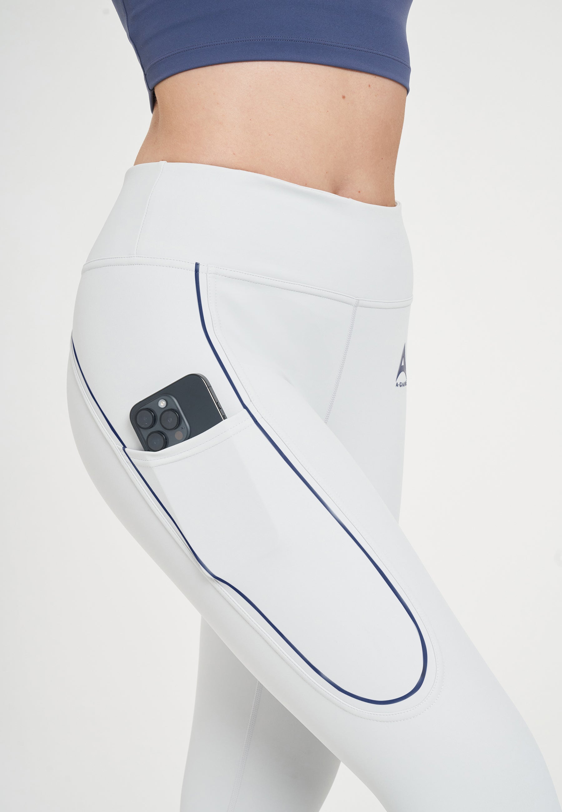 WOMENS A-GAME REFLECTIVE RUNNING LEGGINGS - GREY