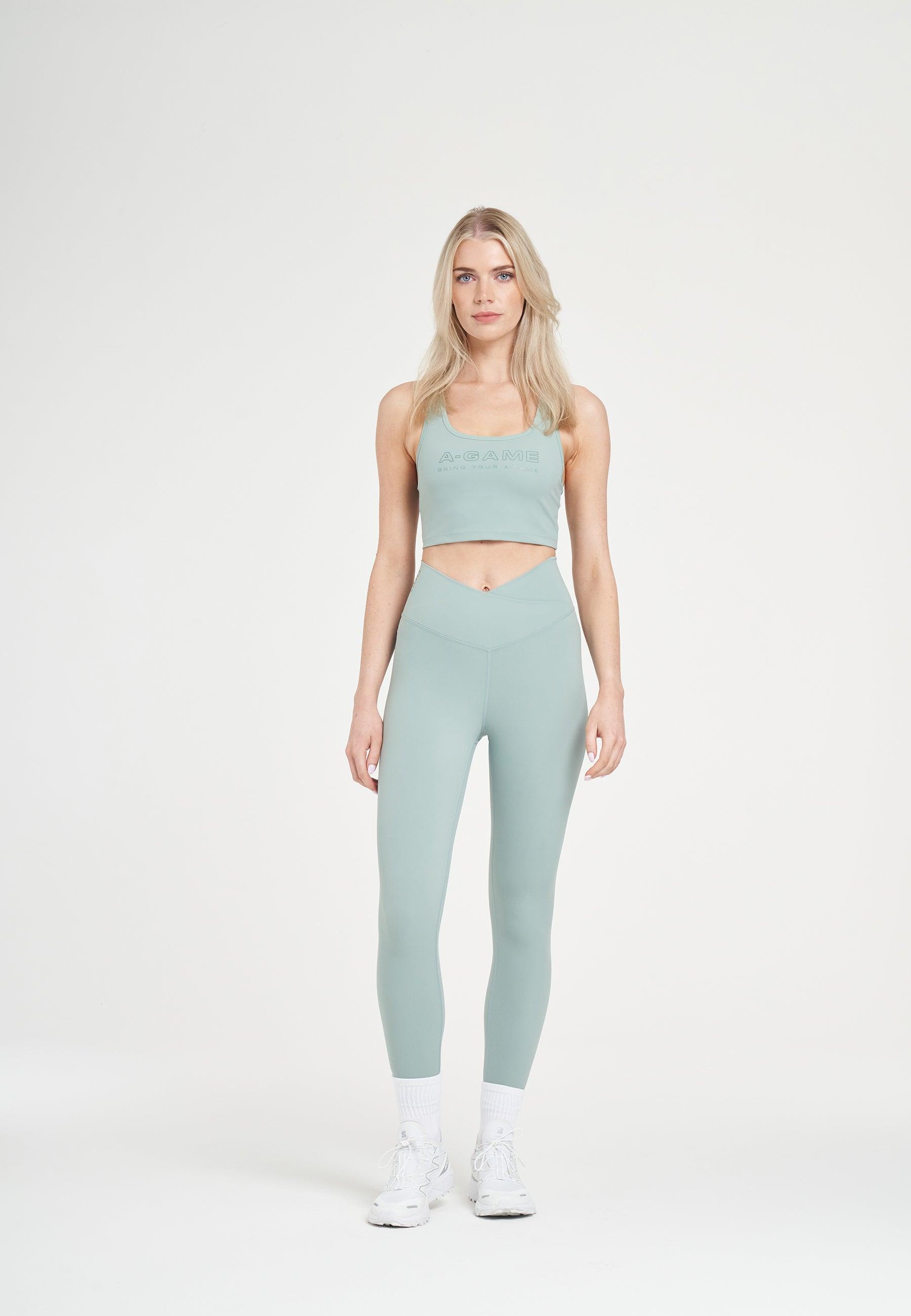 WOMENS A-GAME  WRAPPED YOGA LEGGINGS - SAGE GREEN