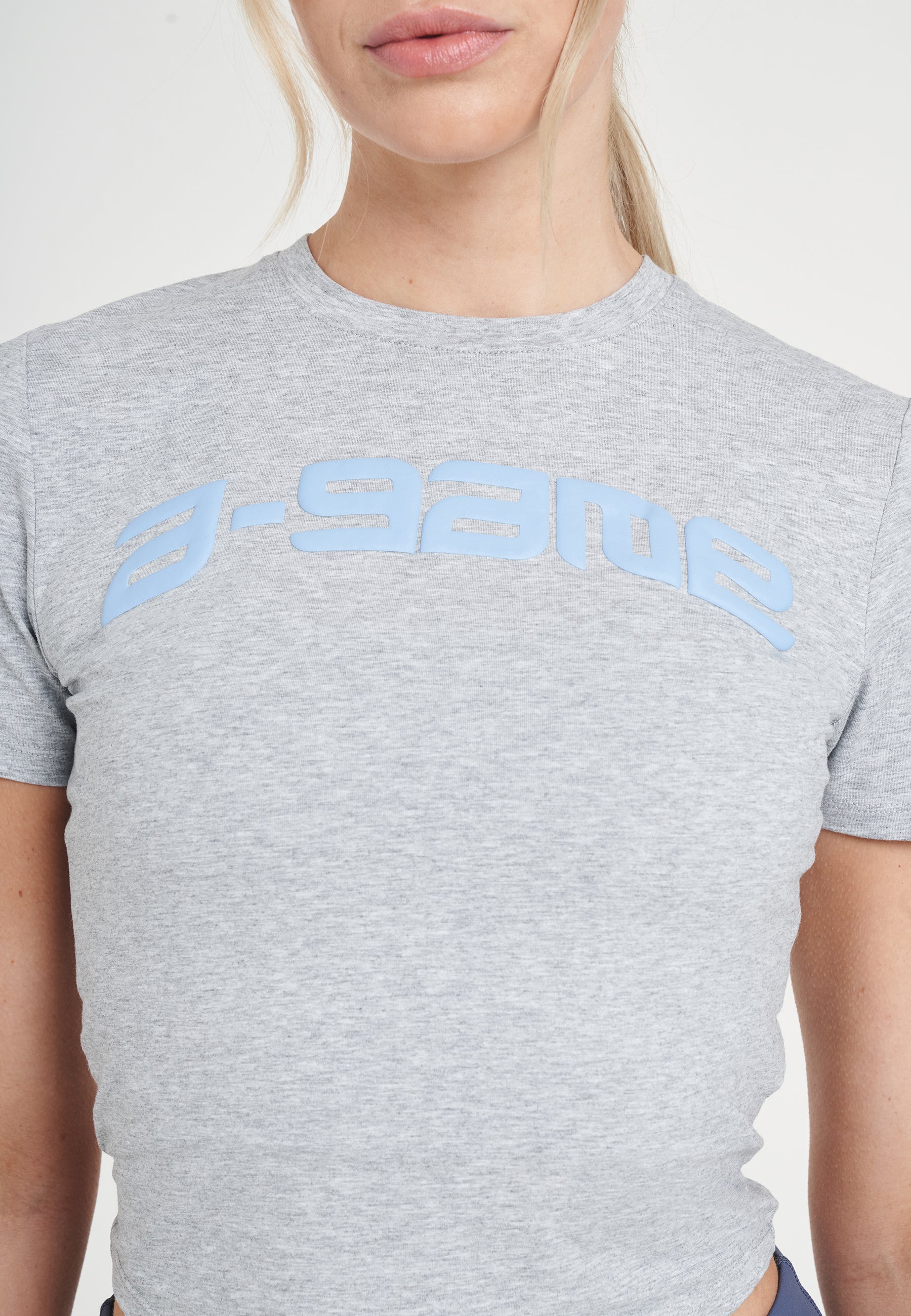WOMENS A-GAME ROTATE LOGO FITTED T-SHIRT - GREY MARL