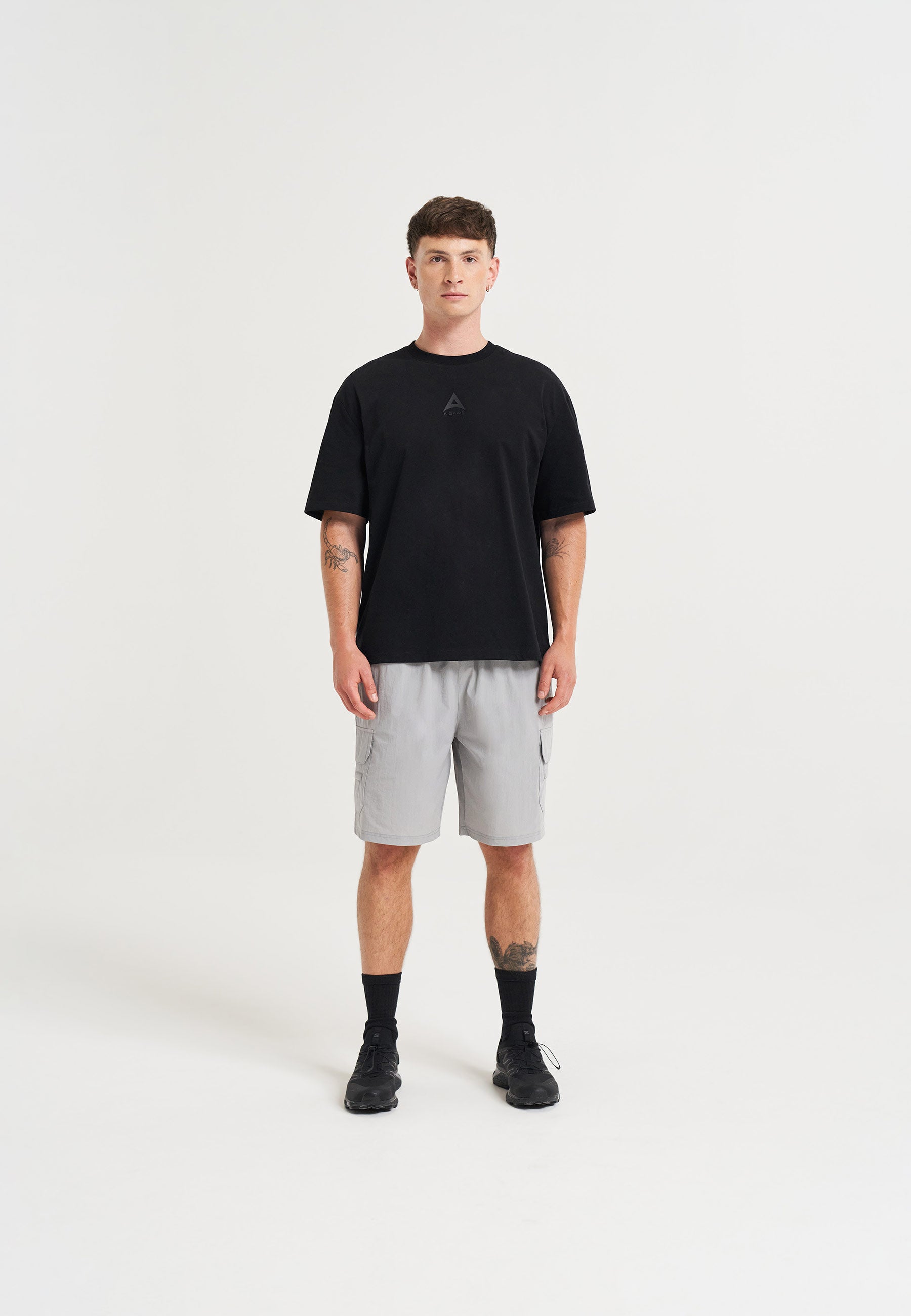 MENS A-GAME TECH CARGO SHORTS - STEEL GREY