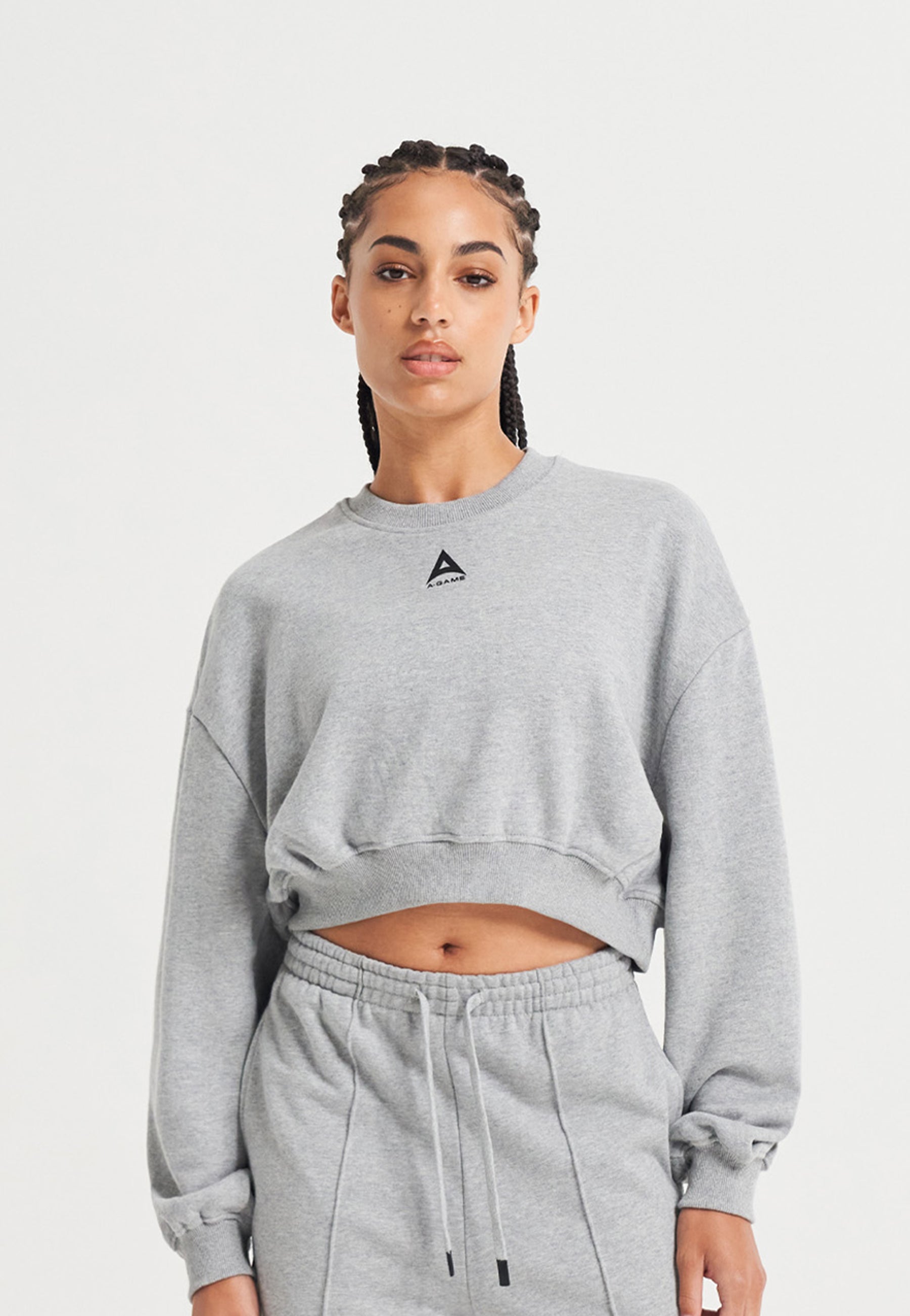 WOMENS BRING YOUR A-GAME CROPPED SWEATSHIRT - GREY MARL