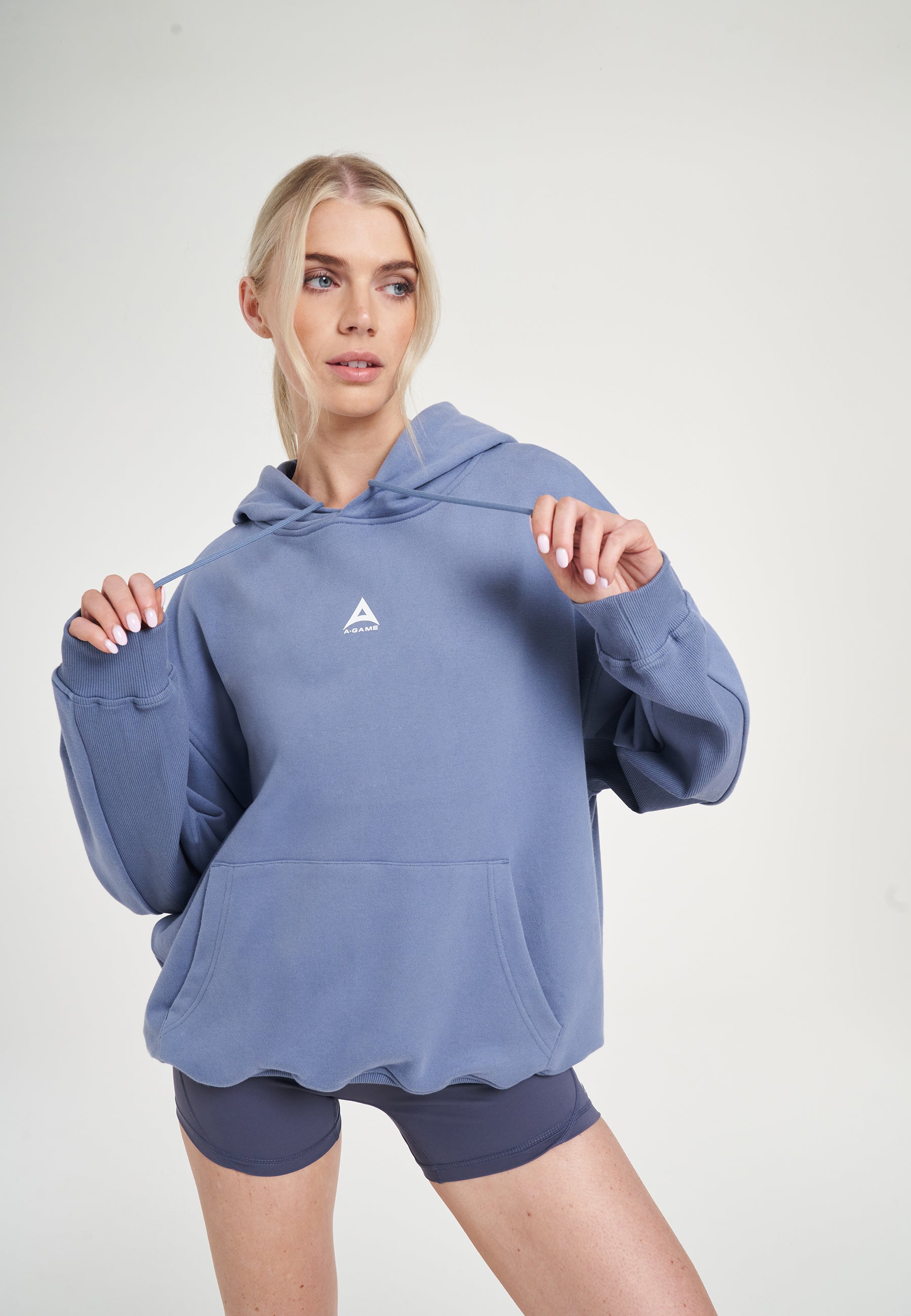 WOMENS BRING YOUR A-GAME GRAPHIC HOODIE - ELEMENTAL BLUE