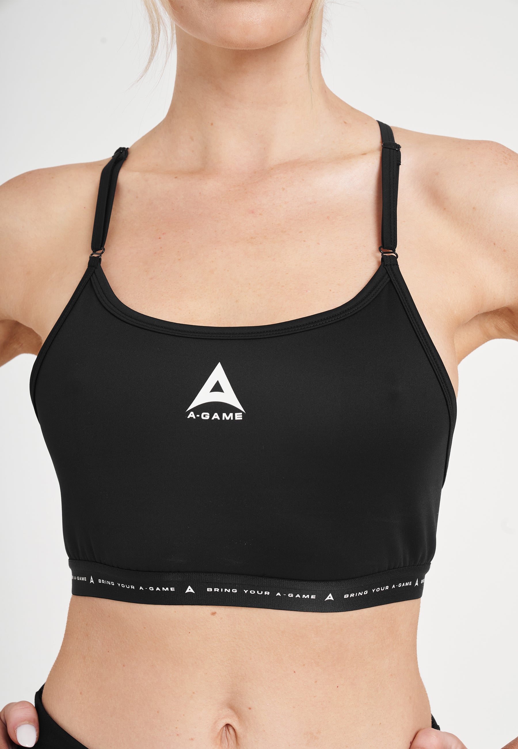 WOMENS A-GAME ADJUSTABLE YOGA SPORTS BRA - BLACK