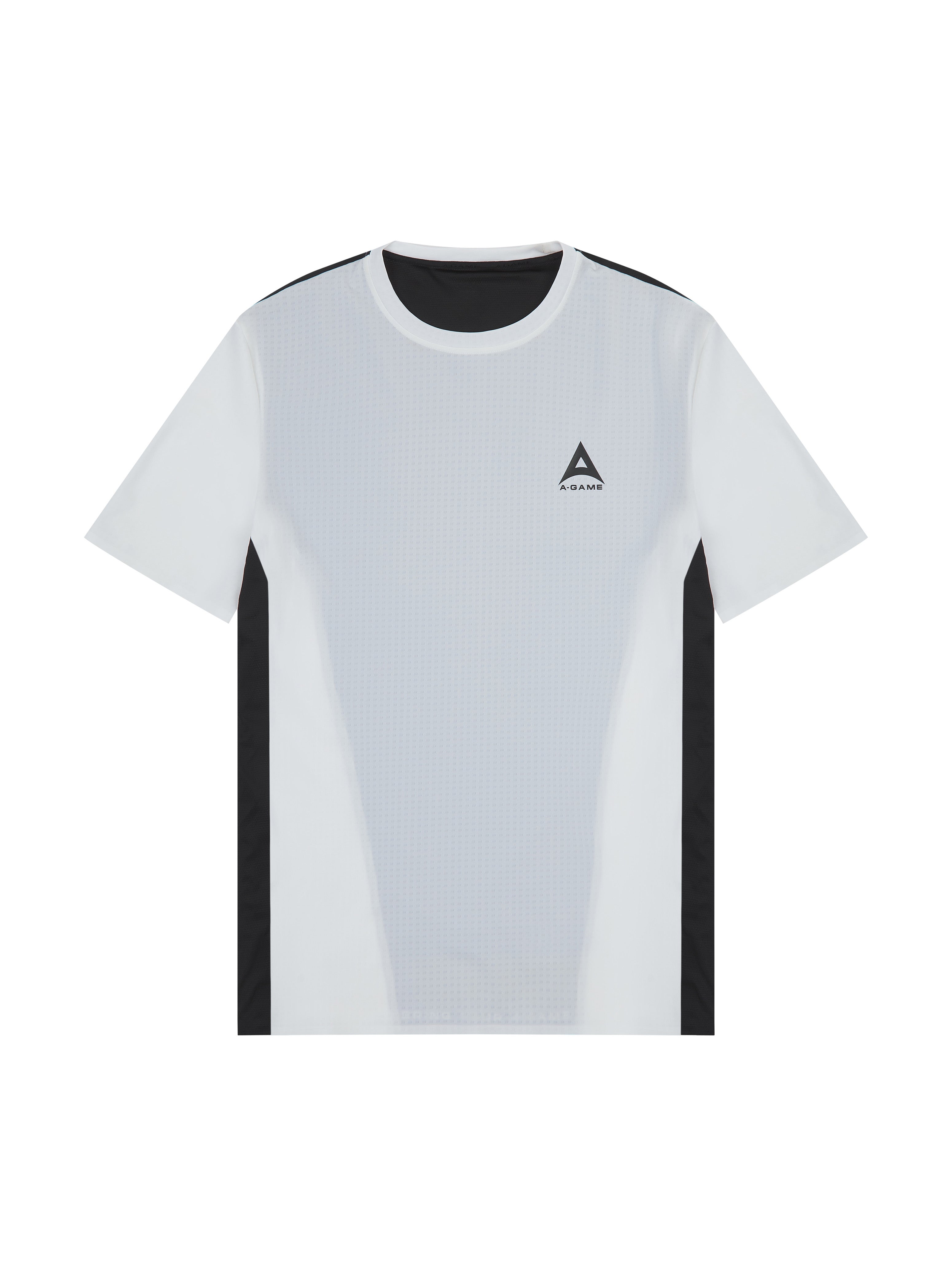 MENS A-GAME PANELLED TRAINING T-SHIRT - WHITE/BLACK