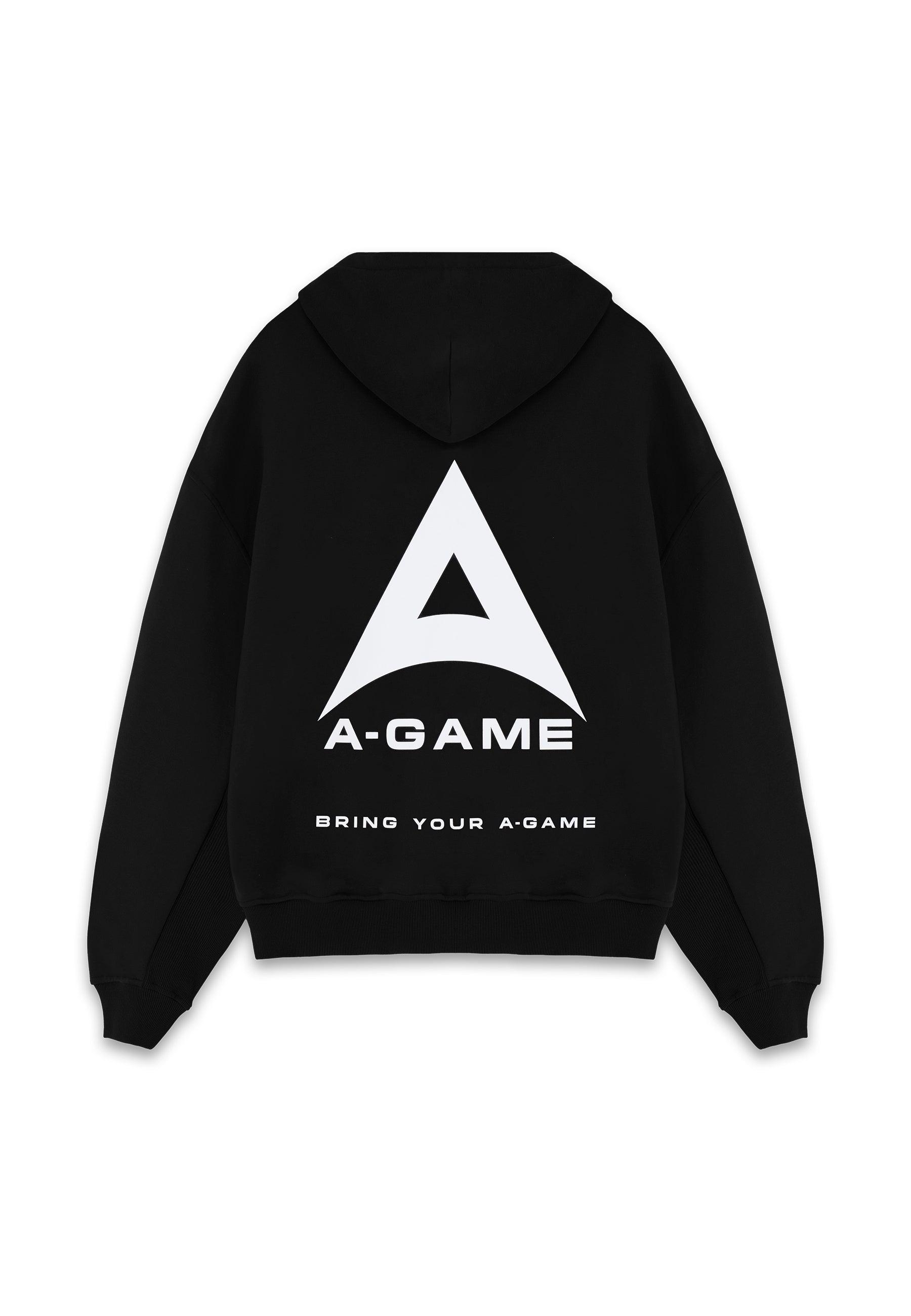 MENS A-GAME LOGO GRAPHIC RELAXED HOODIE - BLACK