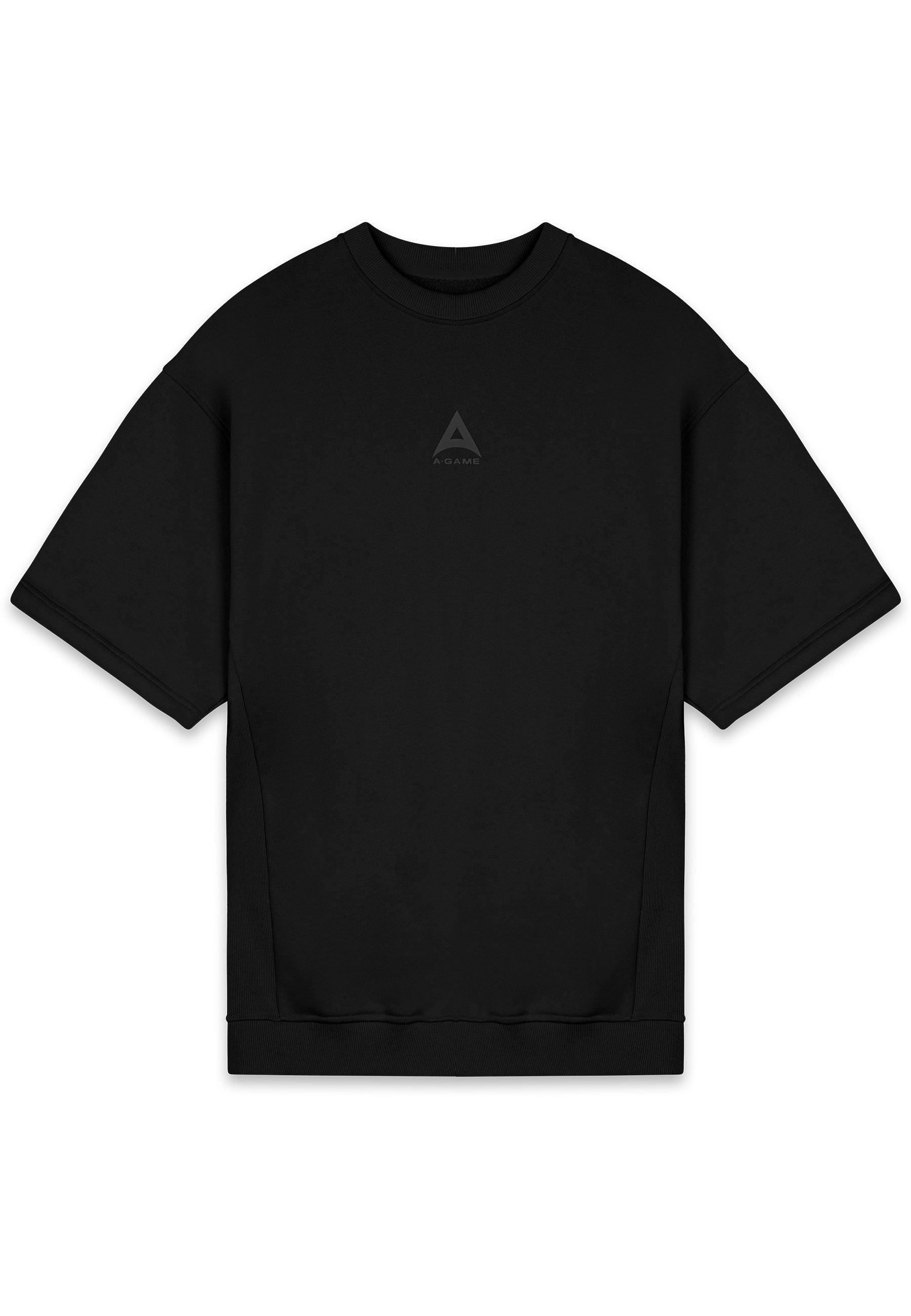MENS A-GAME LOGO GRAPHIC SHORT SLEEVE SWEATSHIRT - BLACK