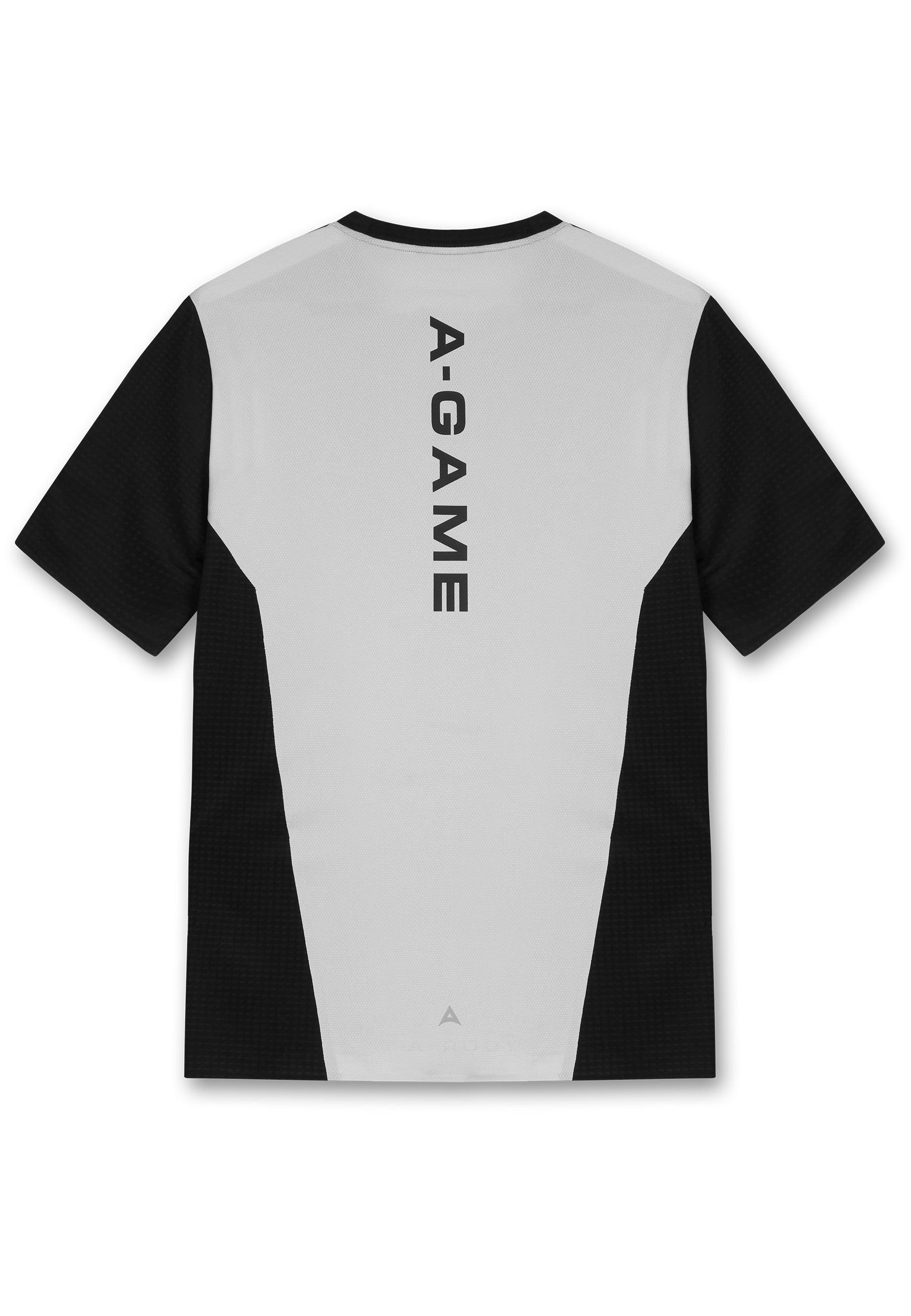 MENS A-GAME PANELLED TRAINING T-SHIRT - BLACK/LT GREY