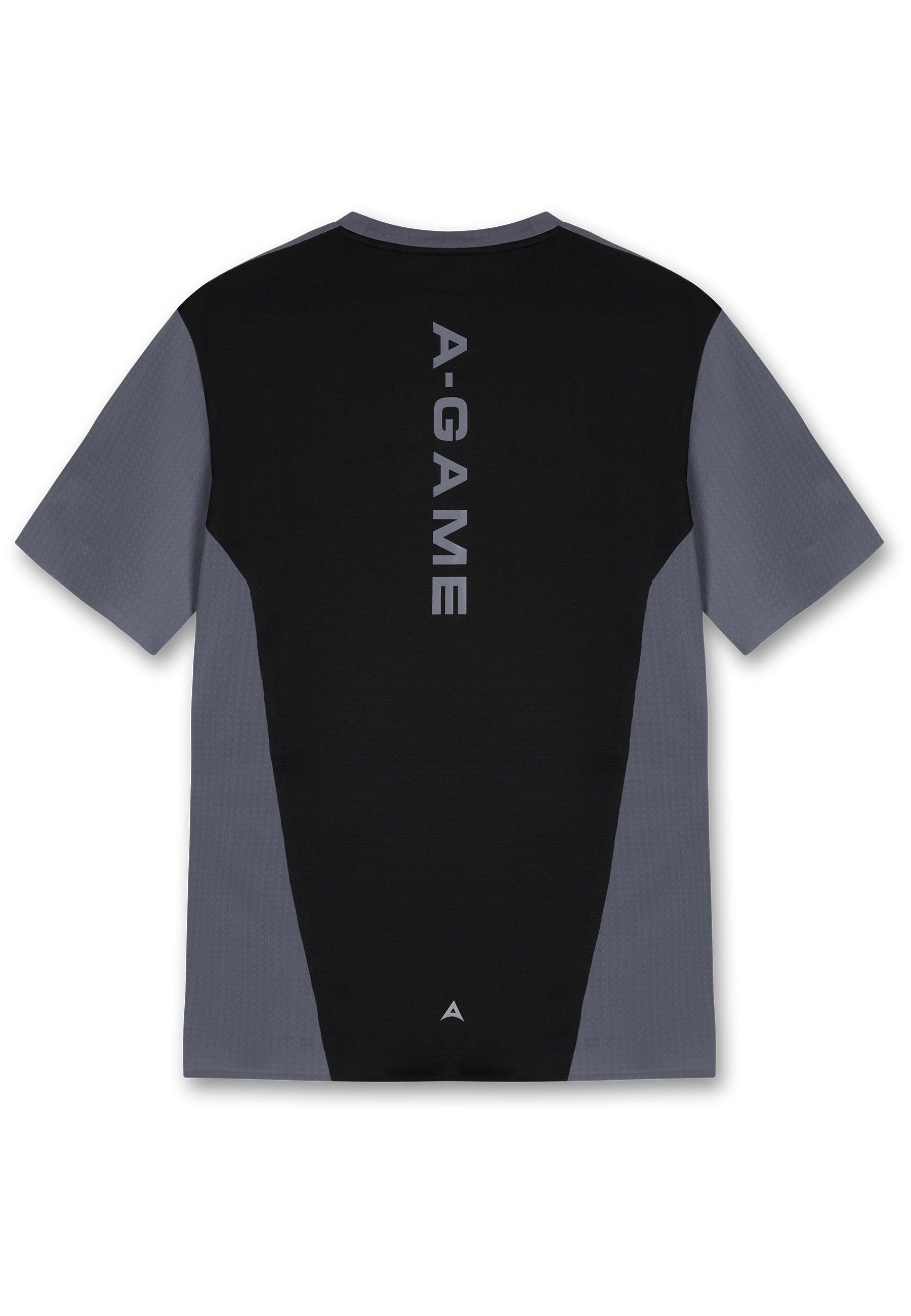 MENS A-GAME PANELLED TRAINING T-SHIRT - CHARCOAL/BLACK