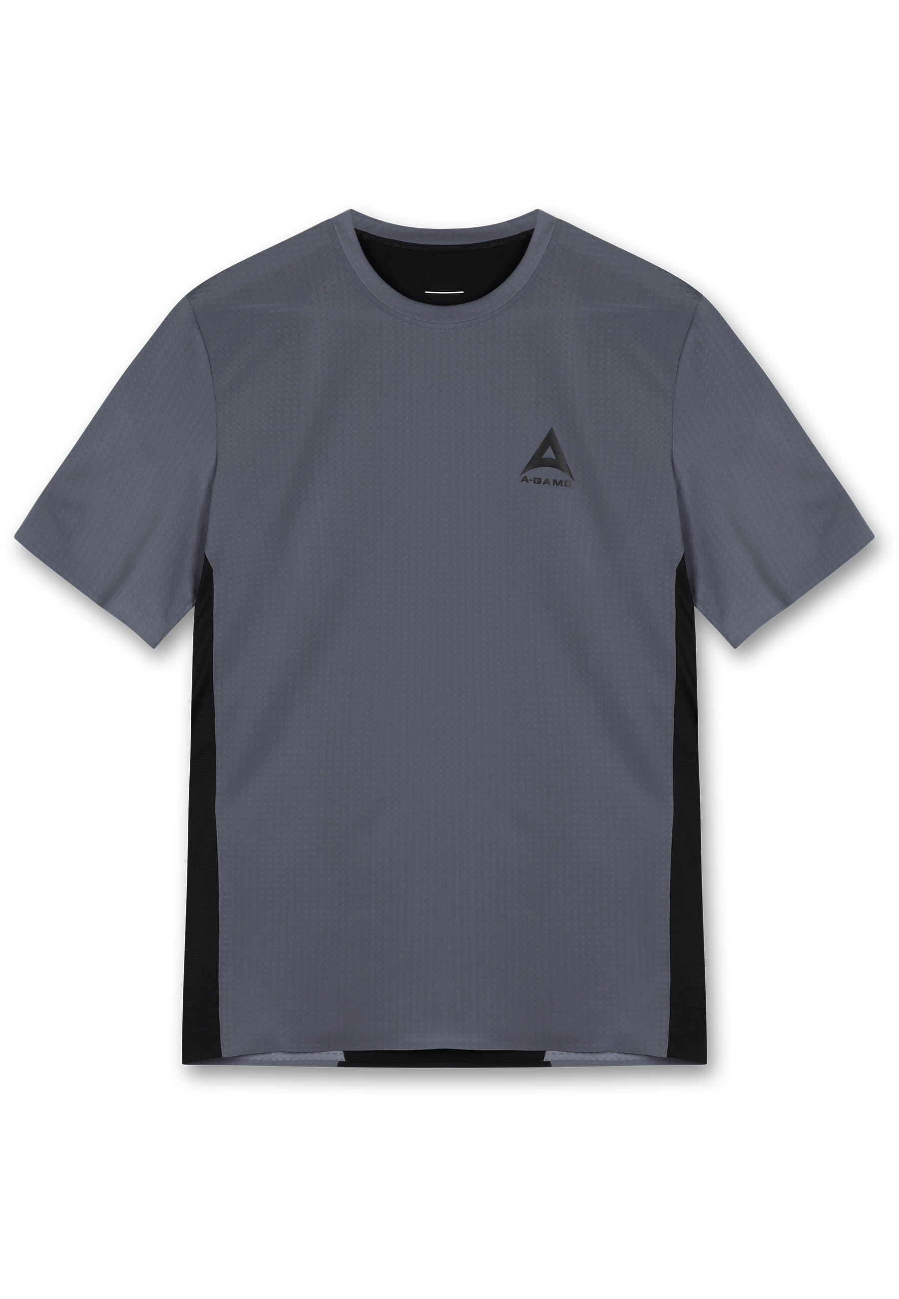 MENS A-GAME PANELLED TRAINING T-SHIRT - CHARCOAL/BLACK